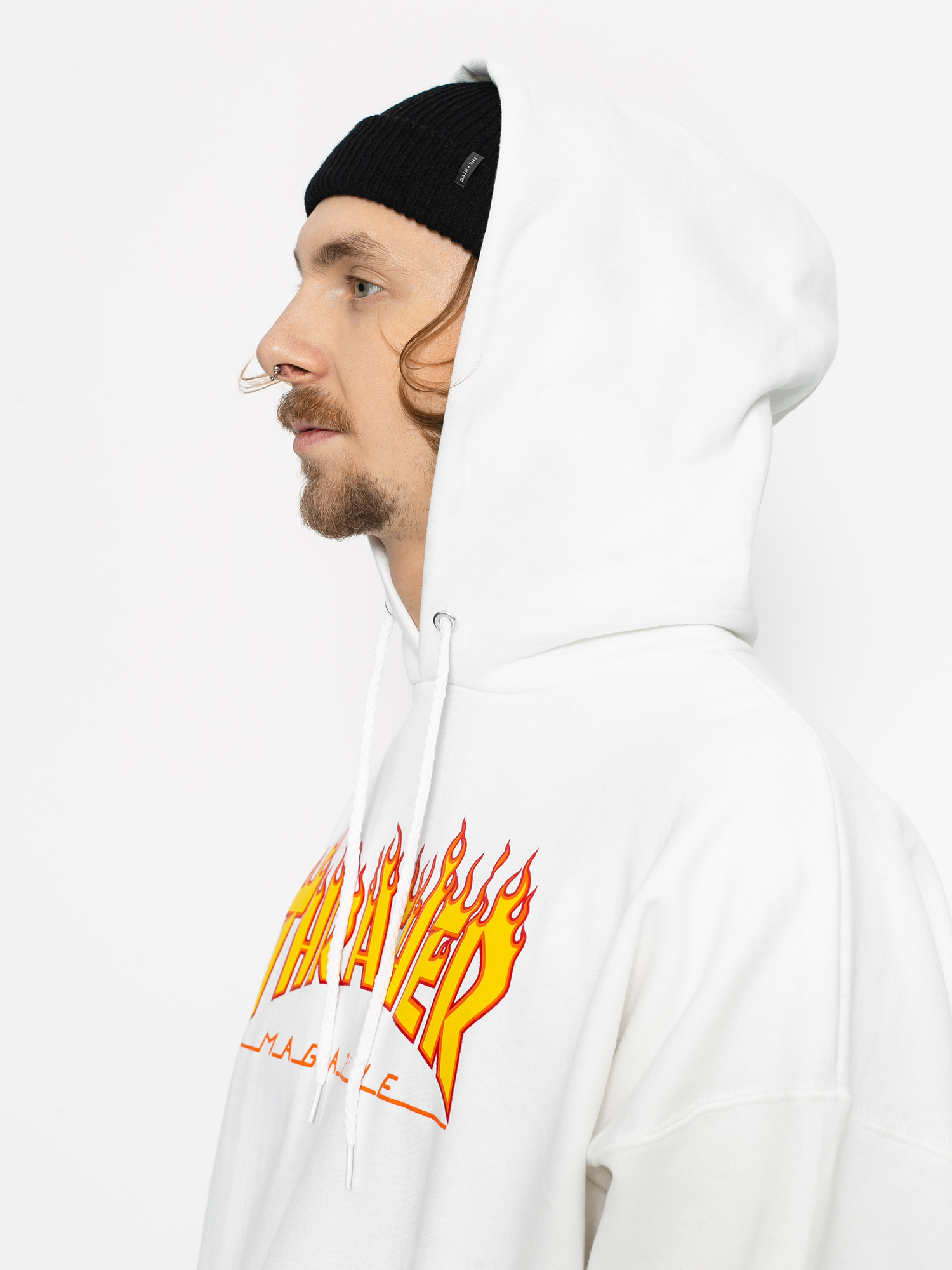 Mikina s kapucí Thrasher Flame HD (white)