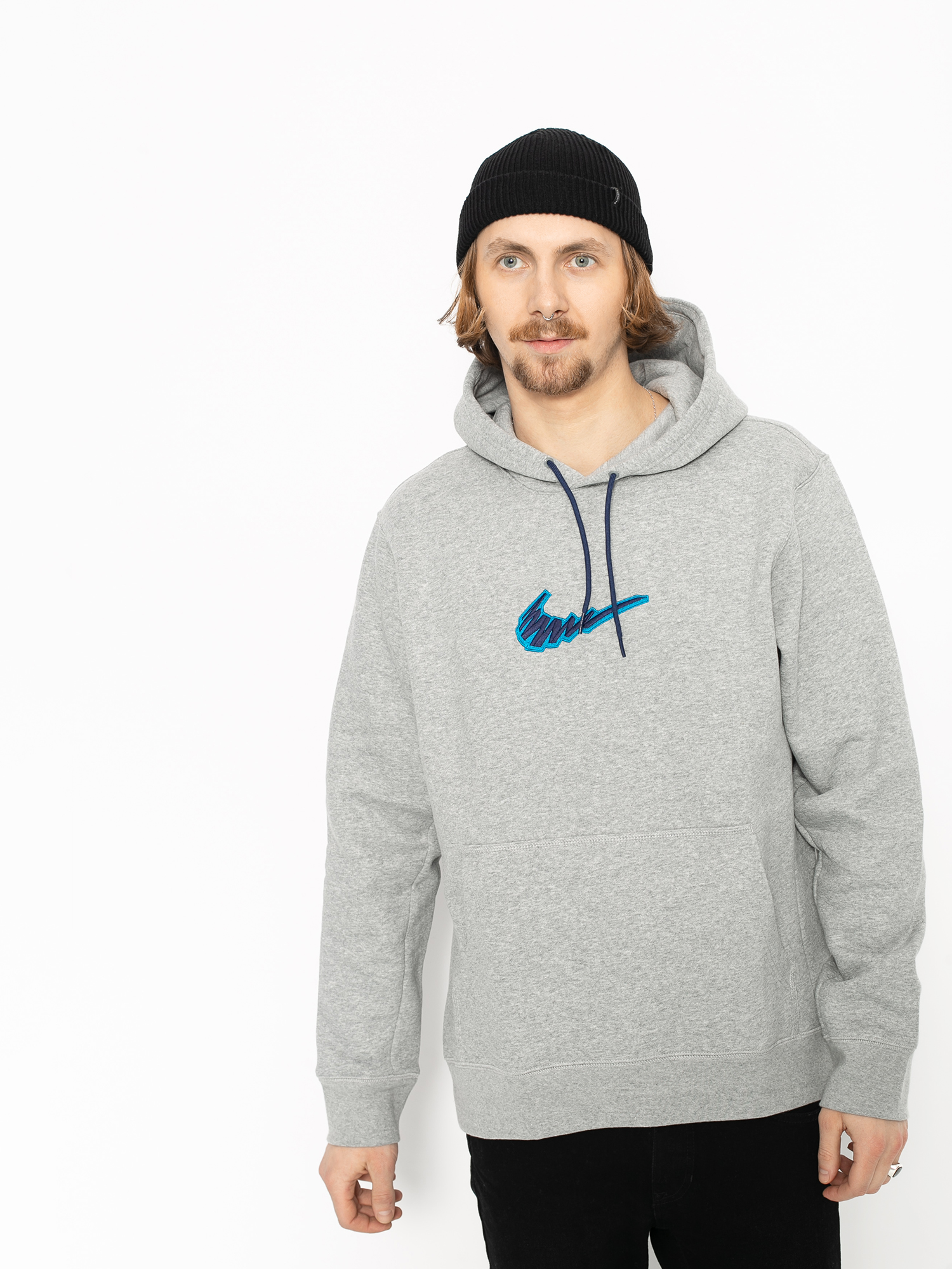 Mikina s kapucí Nike SB Sb HD (dk grey heather/laser blue)