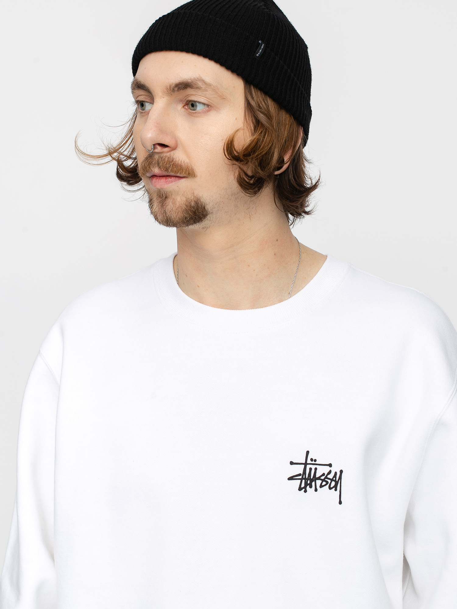 Mikina stussy basic b l white 