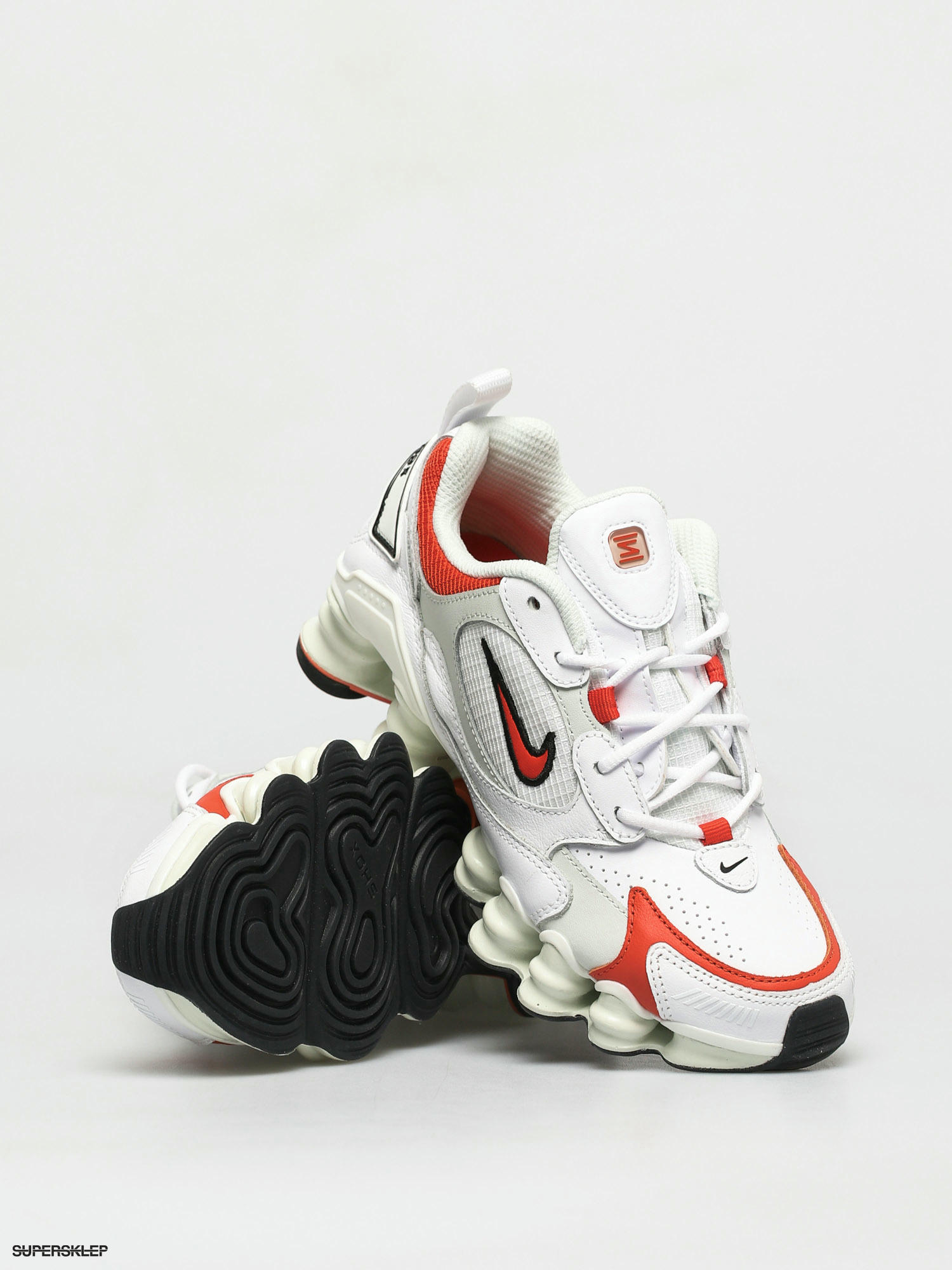 nike shox tl nova white and orange sneakers