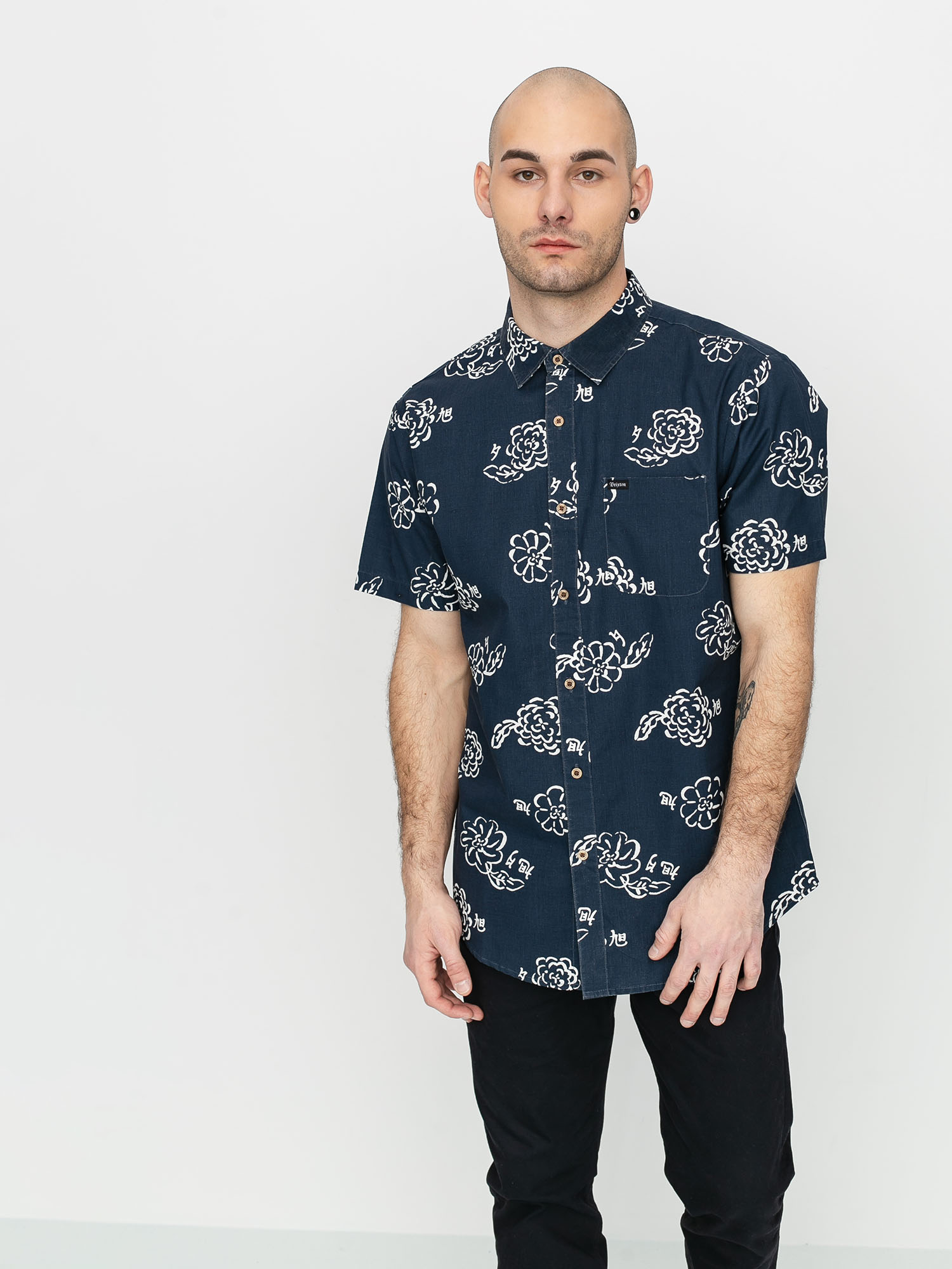 Košile Brixton Charter Print Wvn (navy/off white)