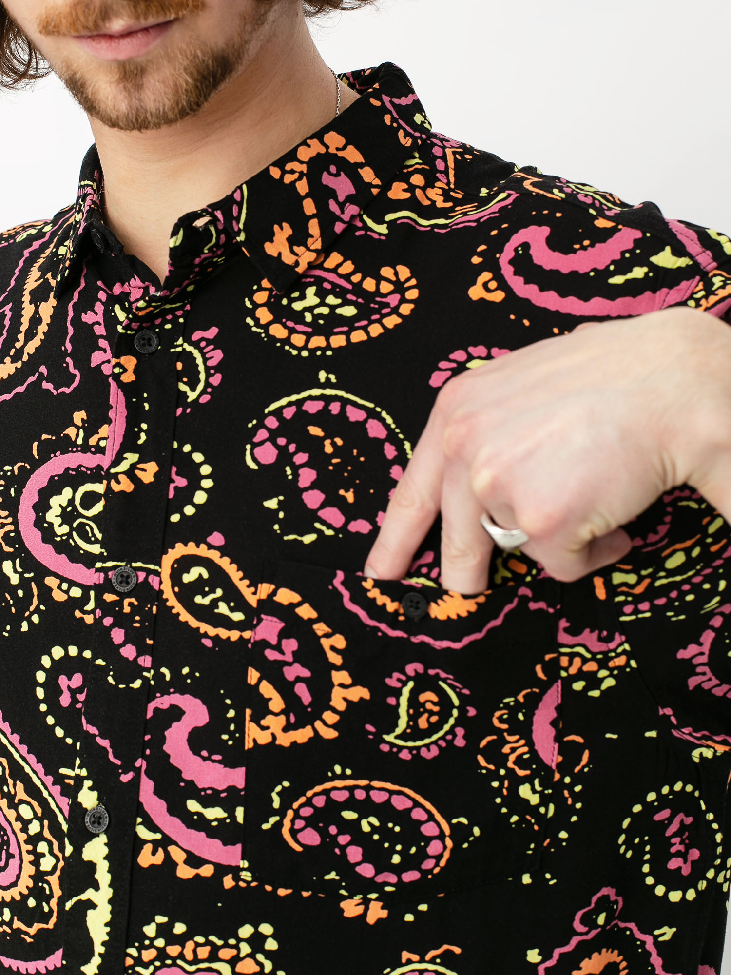 Košile Quiksilver Fluid Geo (black microdose)