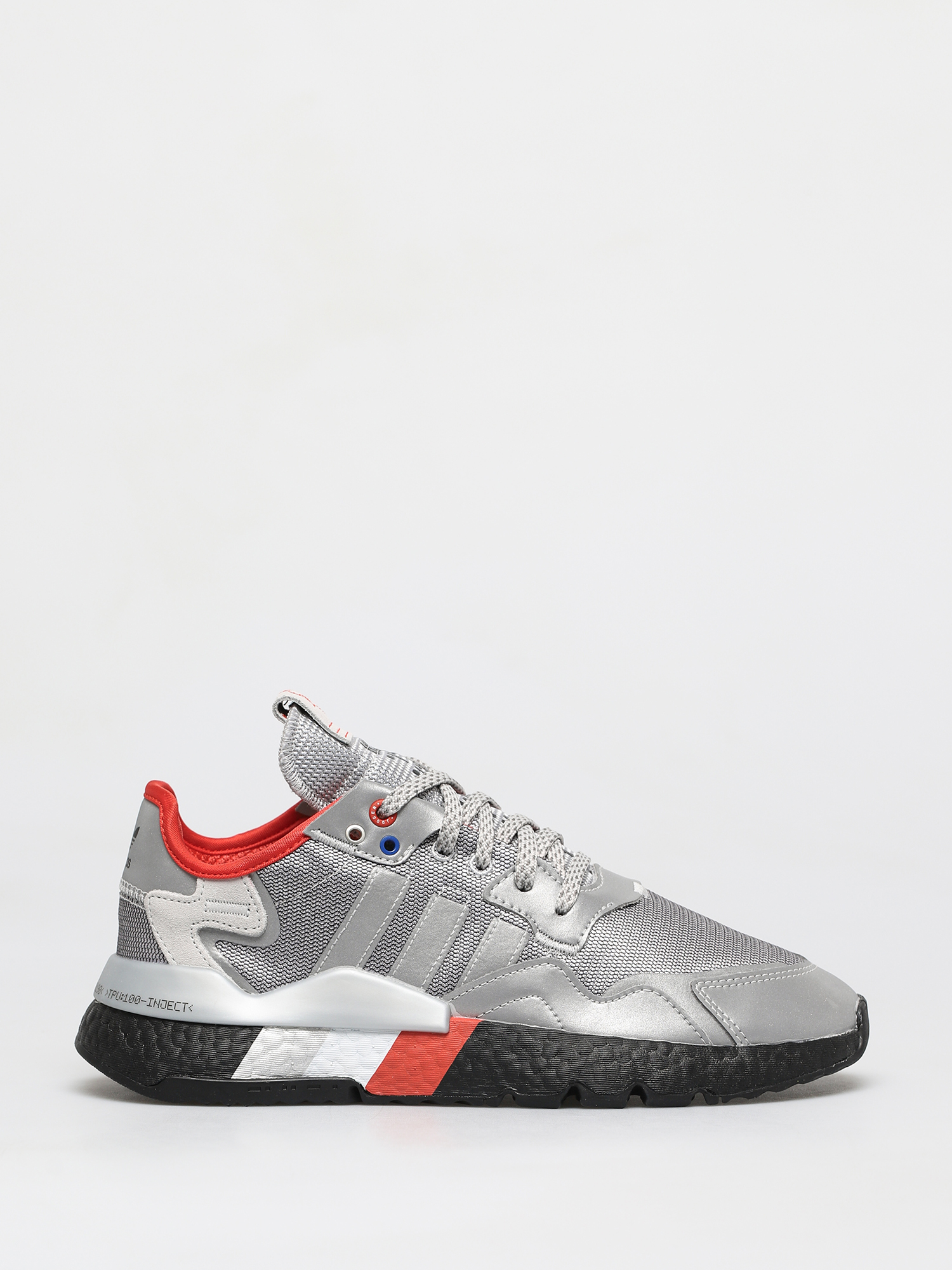 adidas originals nite jogger trainers in silver and gold