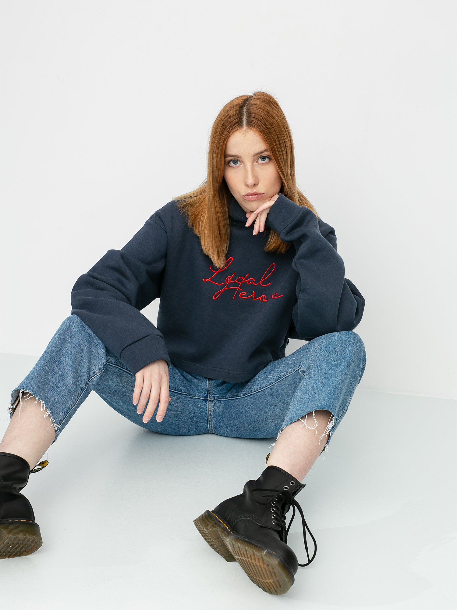 Mikina s kapucí Local Heroes Runway Cropped HD Wmn (navy)