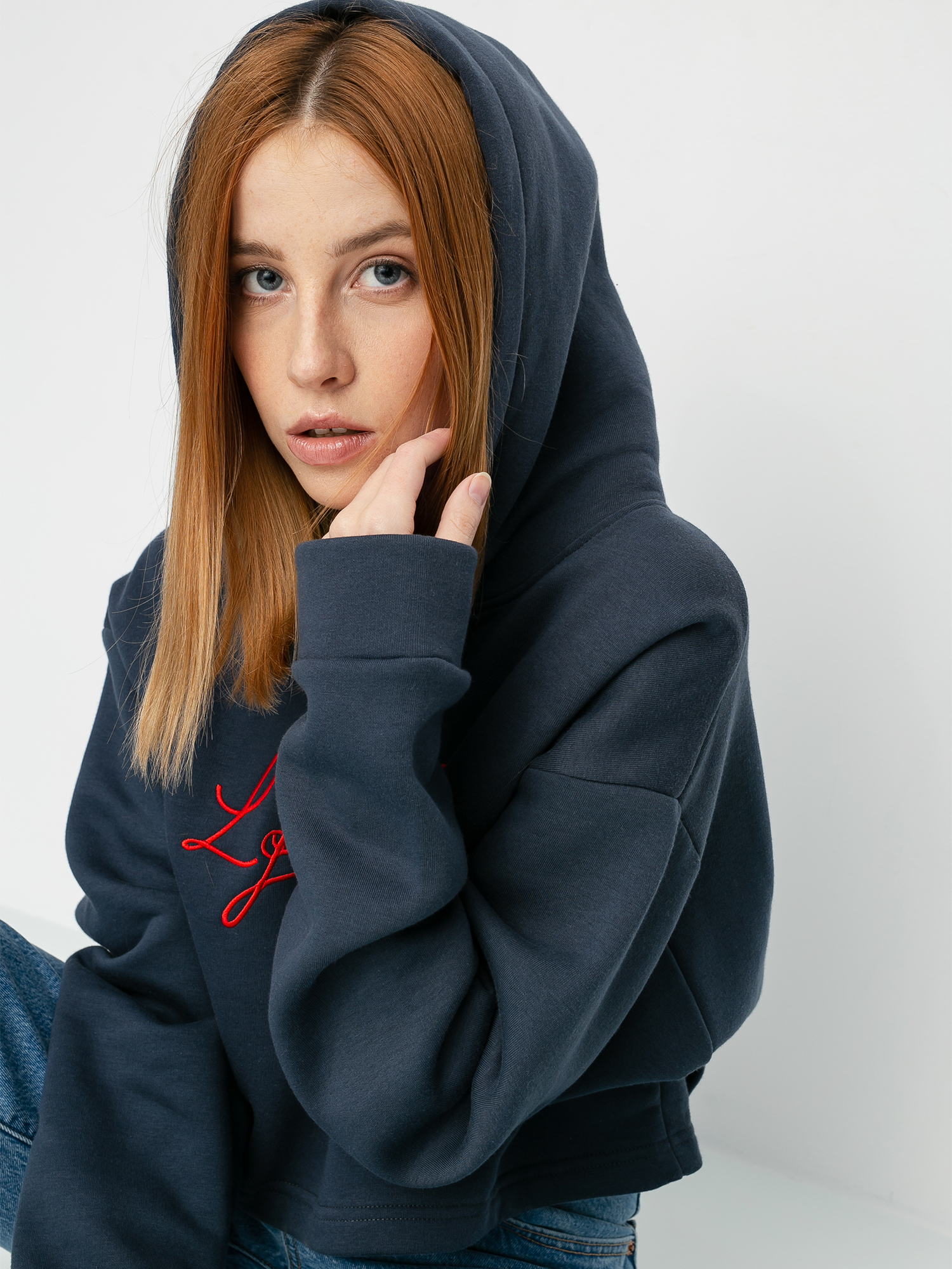 Mikina s kapucí Local Heroes Runway Cropped HD Wmn (navy)