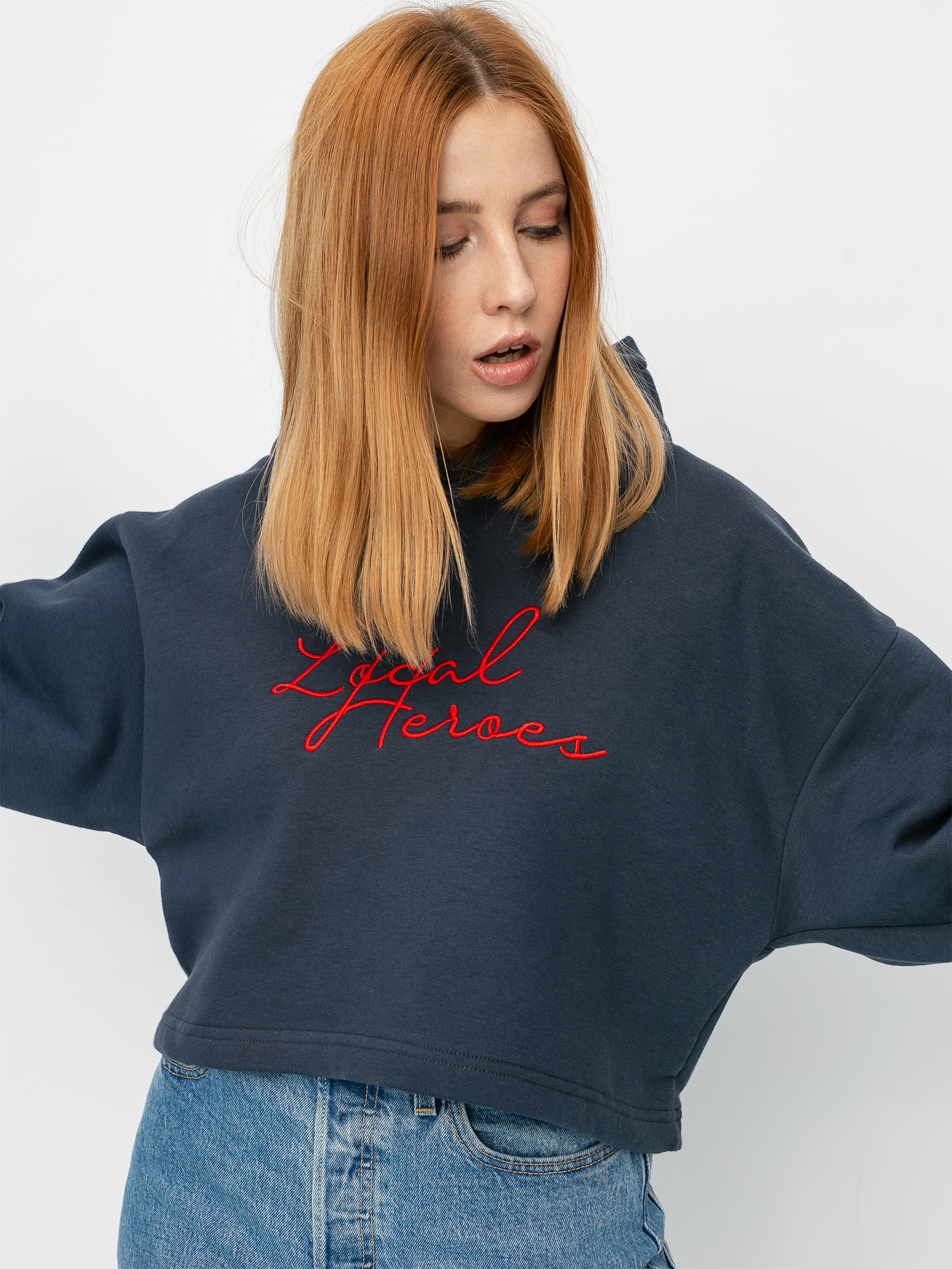 Mikina s kapucí Local Heroes Runway Cropped HD Wmn (navy)