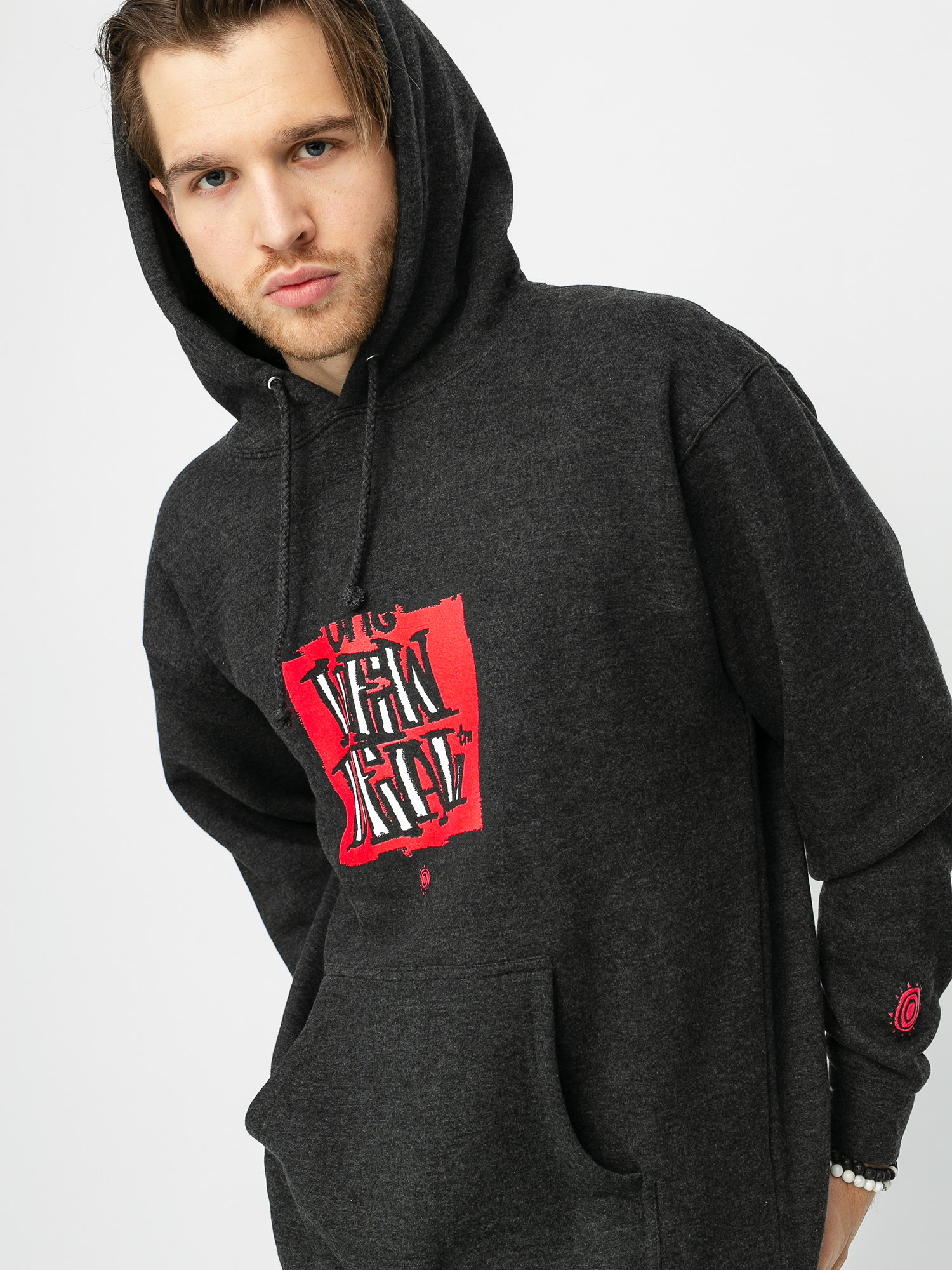 Mikina s kapucí New Deal Original Napkin Logo HD (charcoal heather)