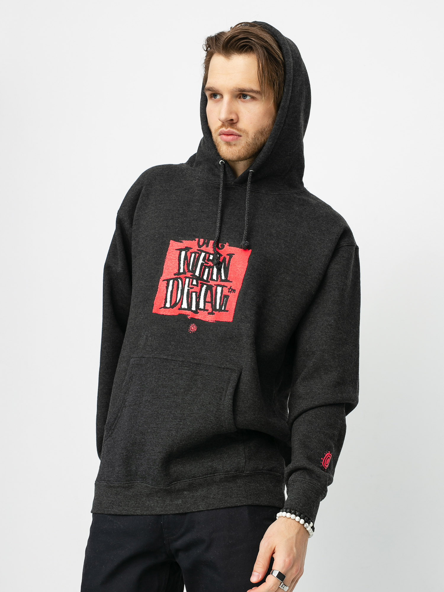 Mikina s kapucí New Deal Original Napkin Logo HD (charcoal heather)