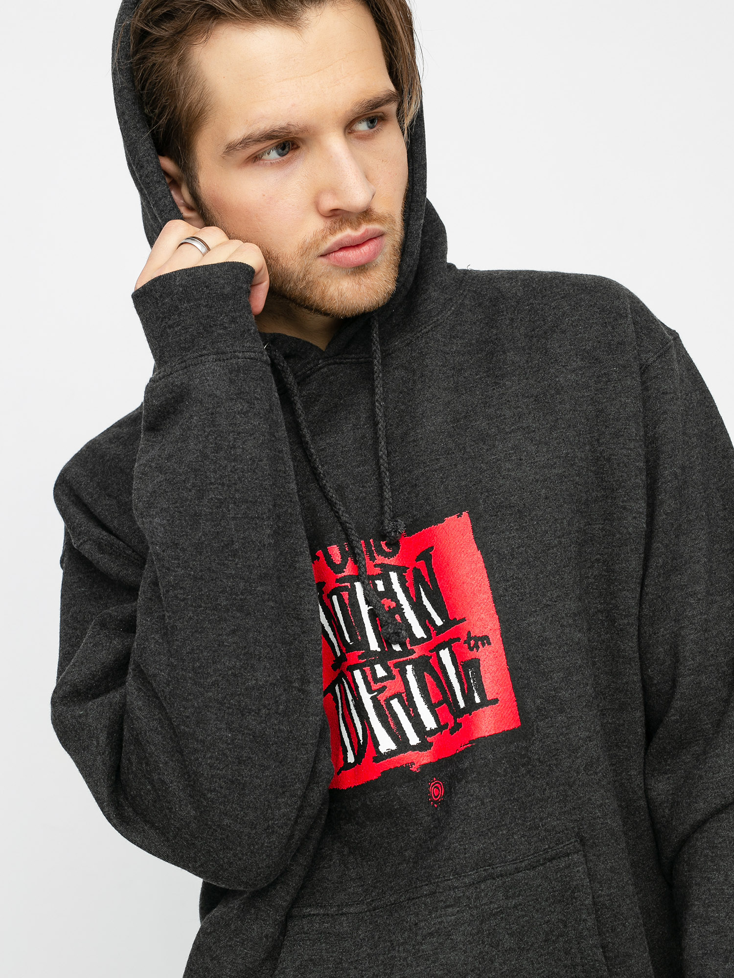 Mikina s kapucí New Deal Original Napkin Logo HD (charcoal heather)