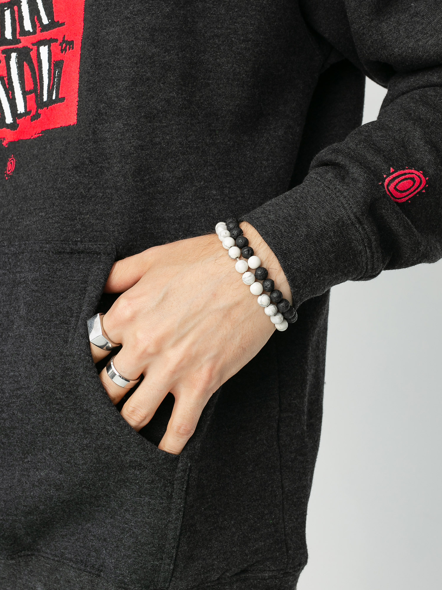 Mikina s kapucí New Deal Original Napkin Logo HD (charcoal heather)