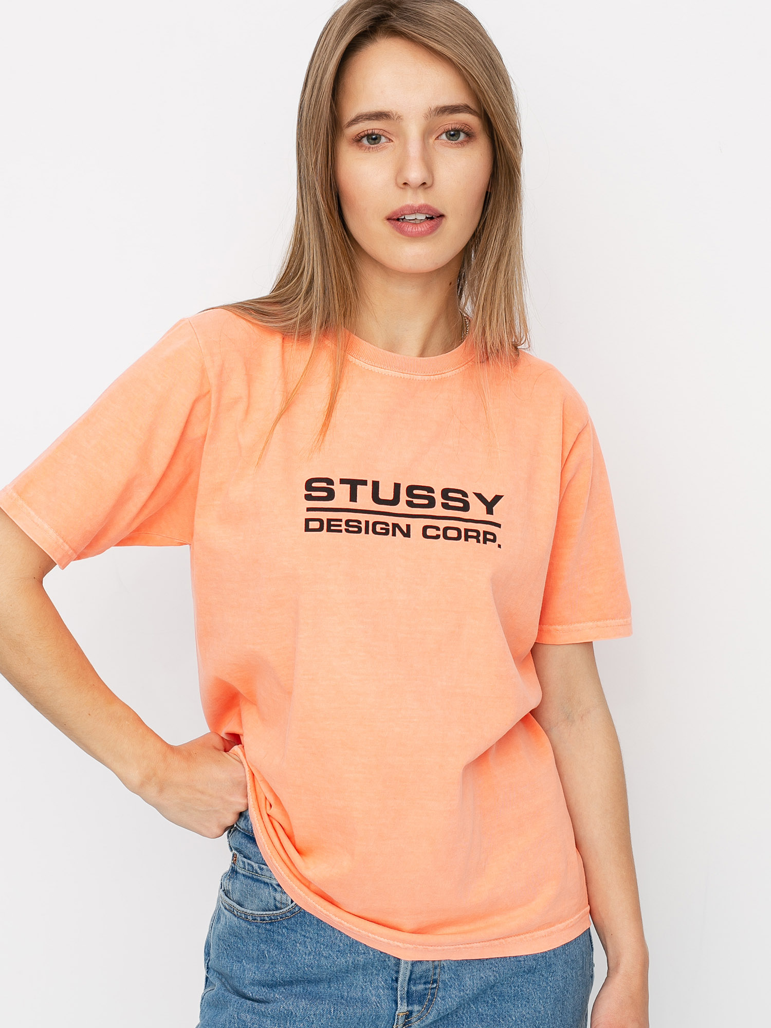 Tričko Stussy Design Corp Pig Dyed Wmn (neon orange)