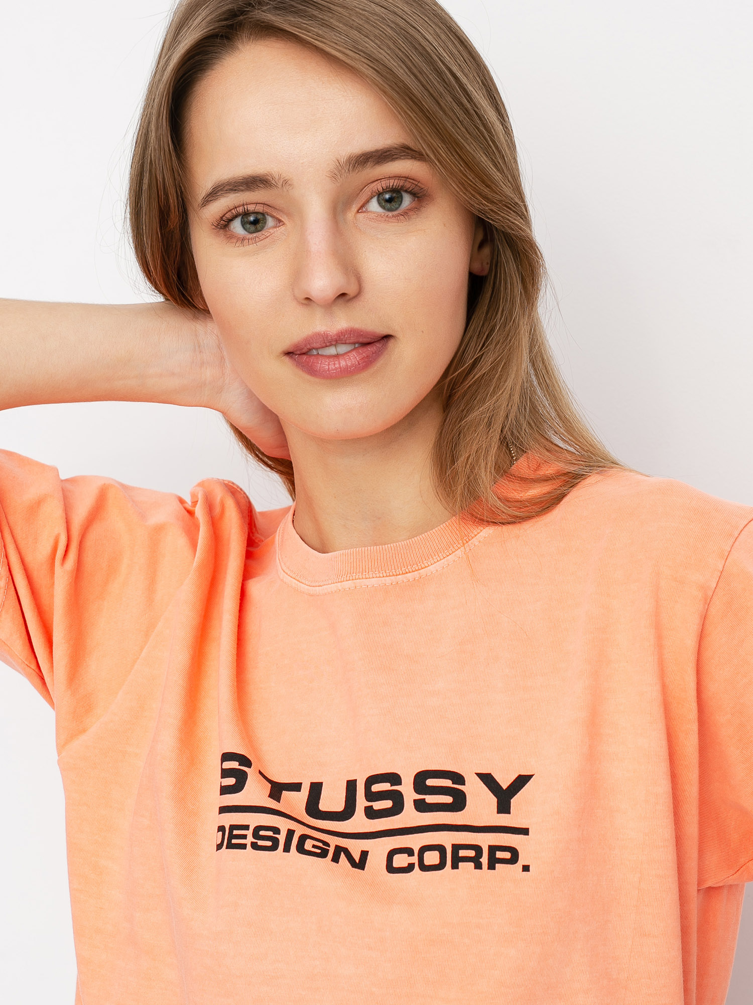 Tričko Stussy Design Corp Pig Dyed Wmn (neon orange)