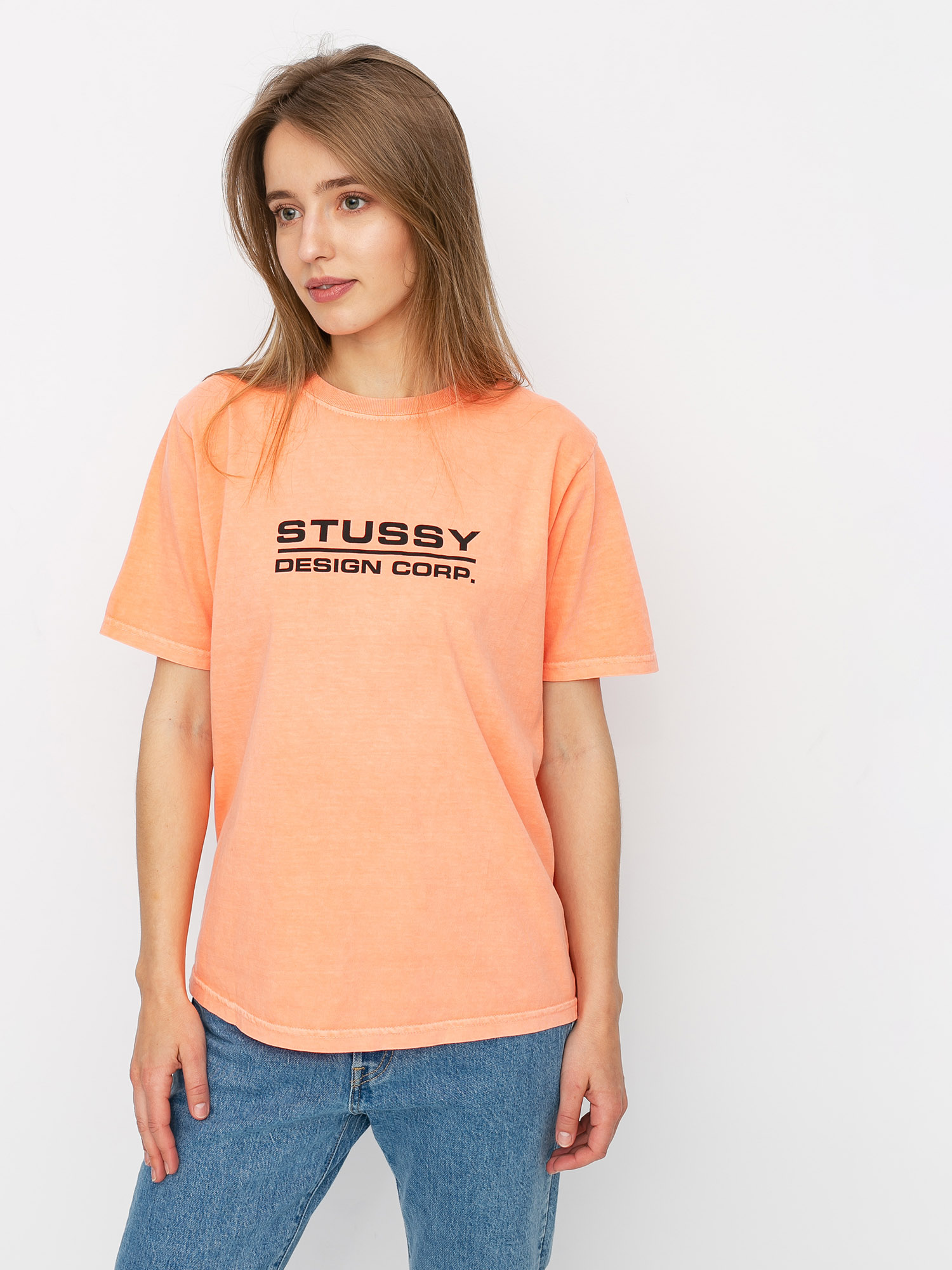 Tričko Stussy Design Corp Pig Dyed Wmn (neon orange)