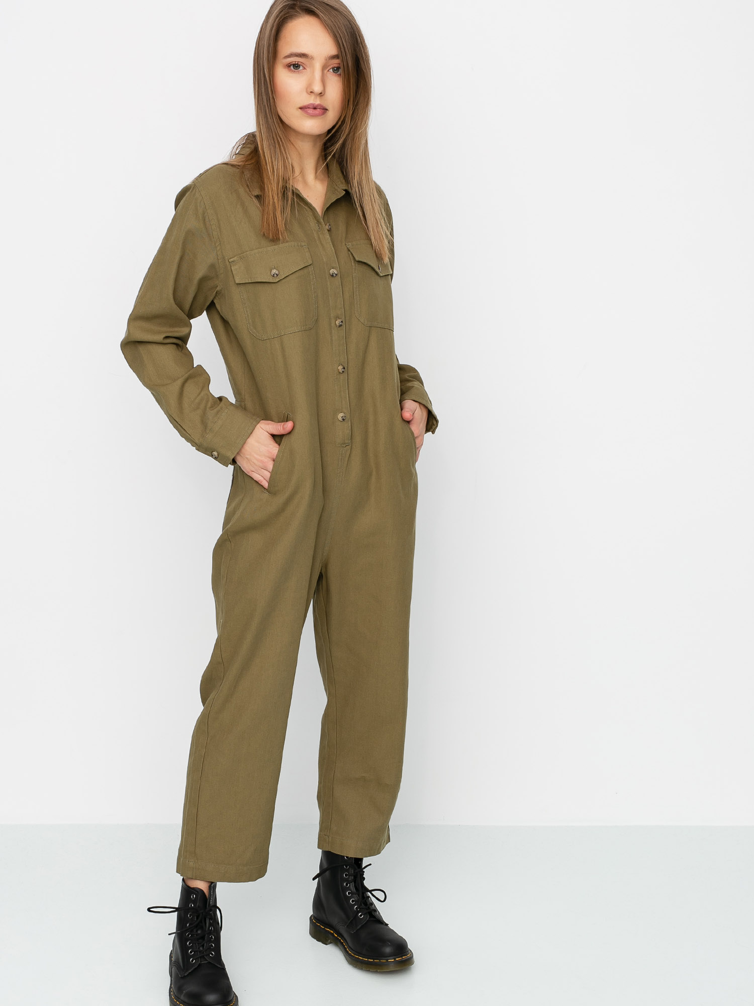 Dámský Kombinéza Brixton Melbourne Crop Coverall (washed olive)