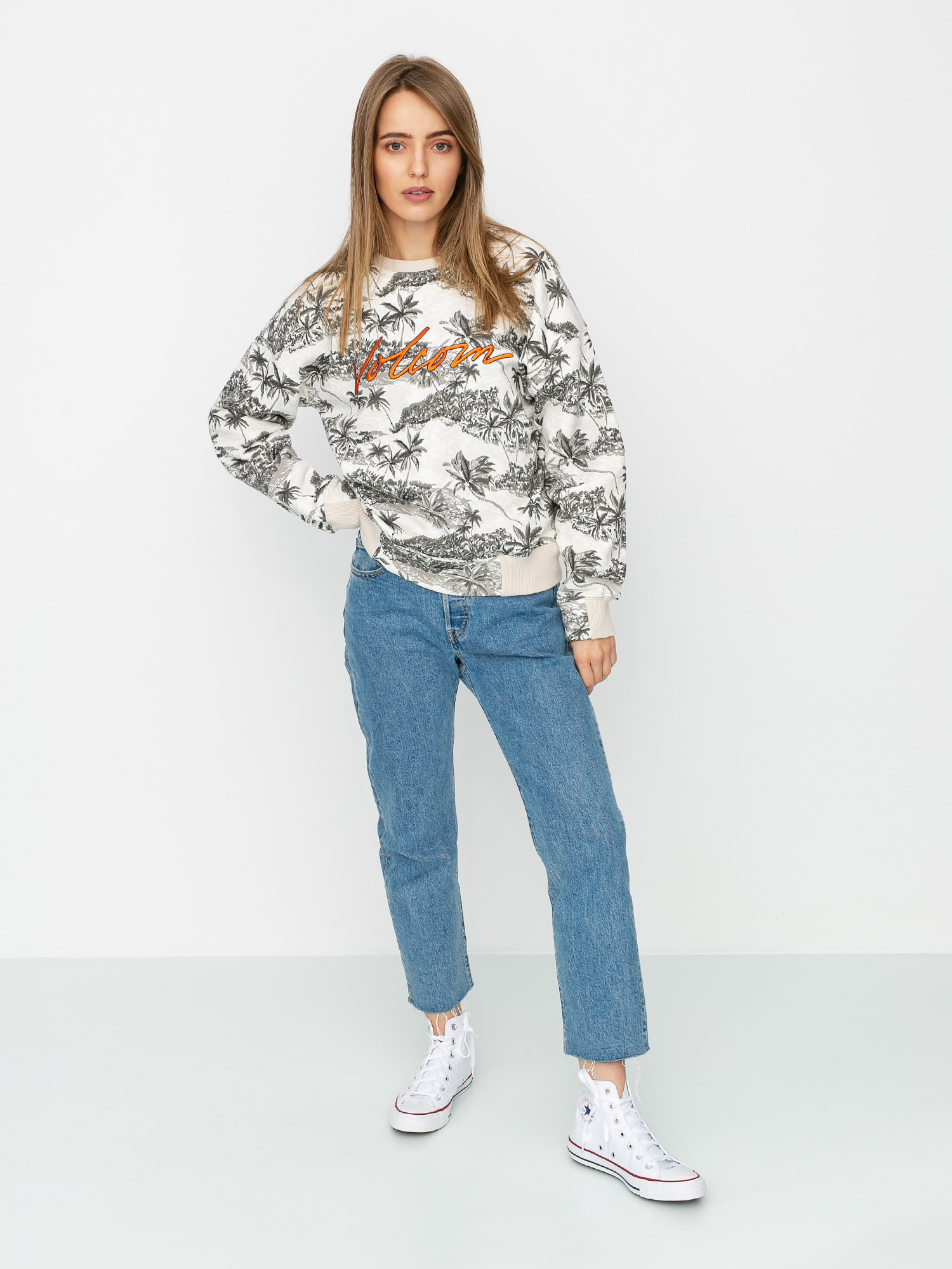 Mikina Volcom Allooover Crew Wmn (star white)