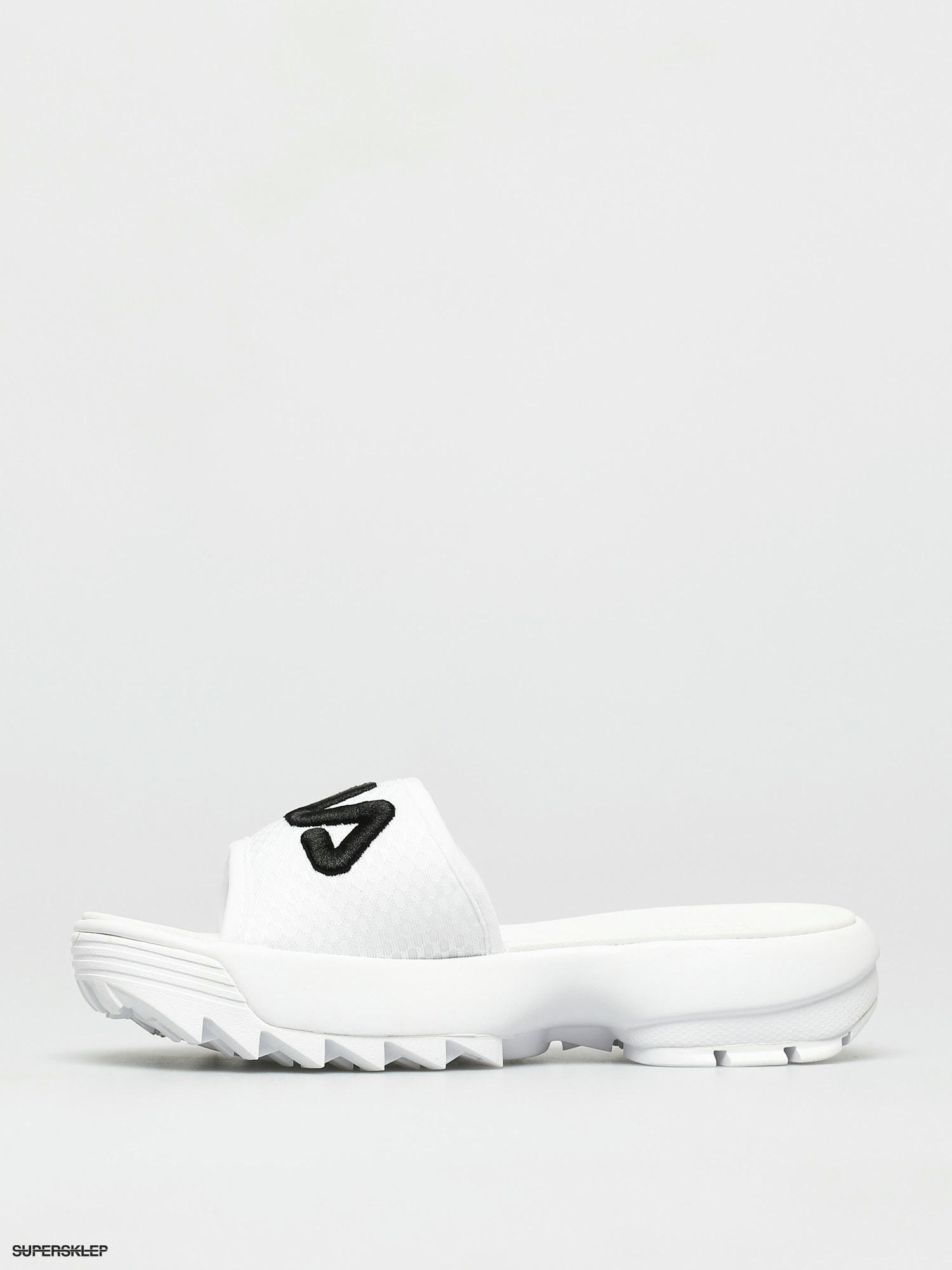 fila disruptor bold white slide sandals