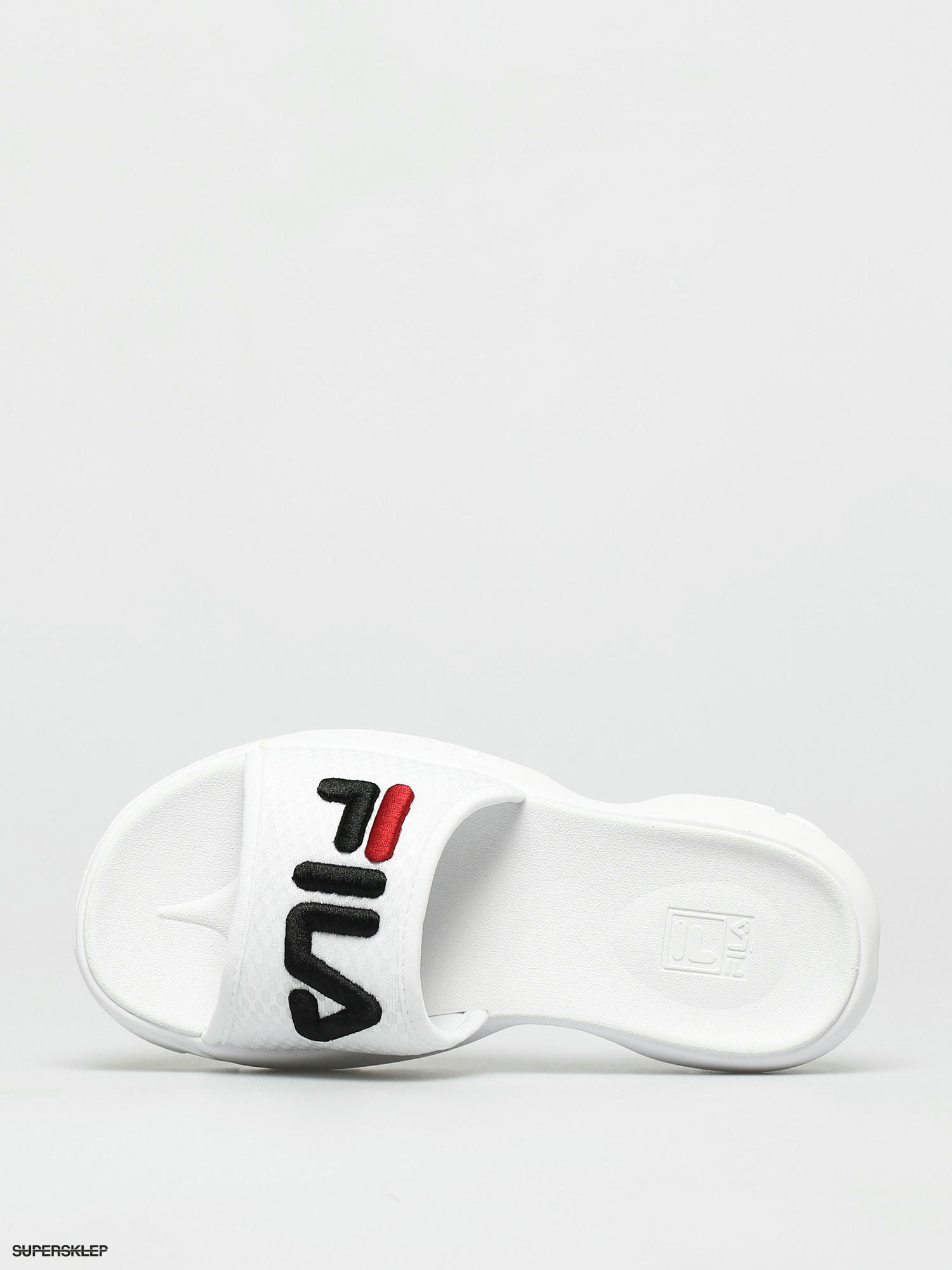 fila disruptor bold white slide sandals