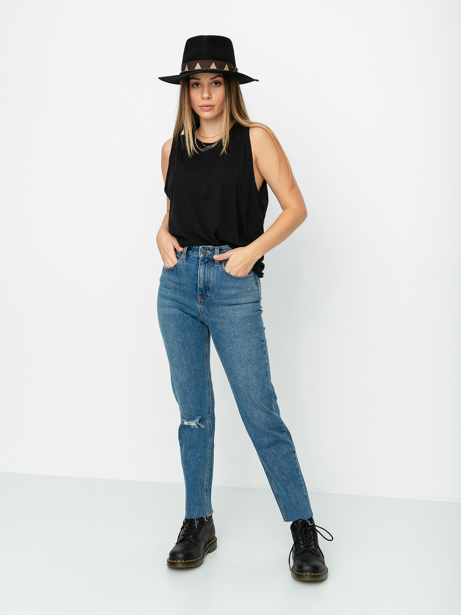 Kalhoty Volcom Stoned Straight Wmn (standard issue blue)