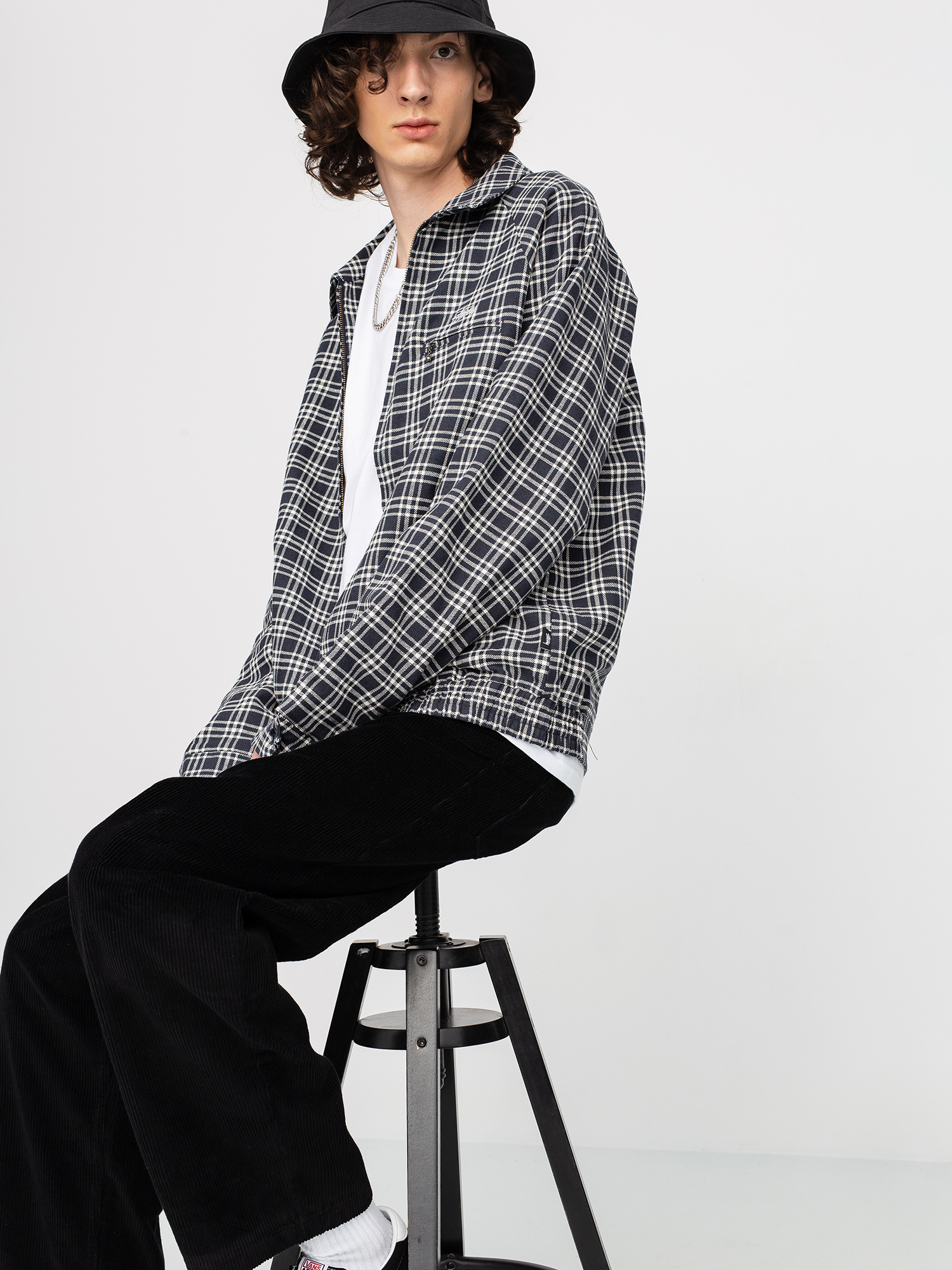 Bunda Stussy Plaid Linen Bryan (navy)