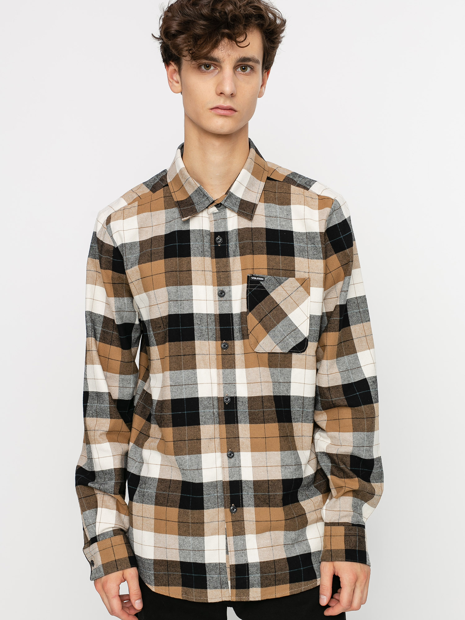 Košile Volcom Caden Plaid (primer white)