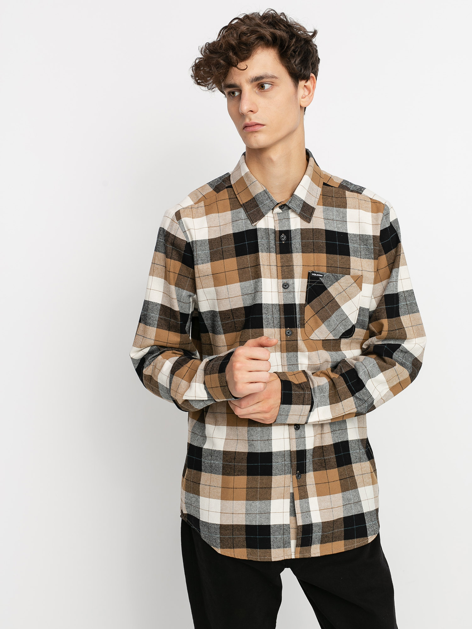 Košile Volcom Caden Plaid (primer white)
