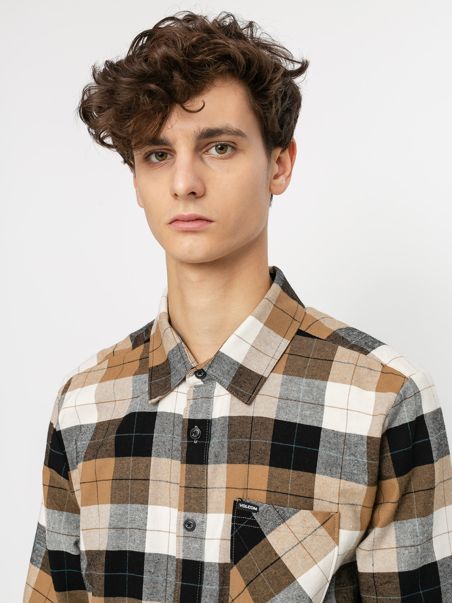 Košile Volcom Caden Plaid (primer white)