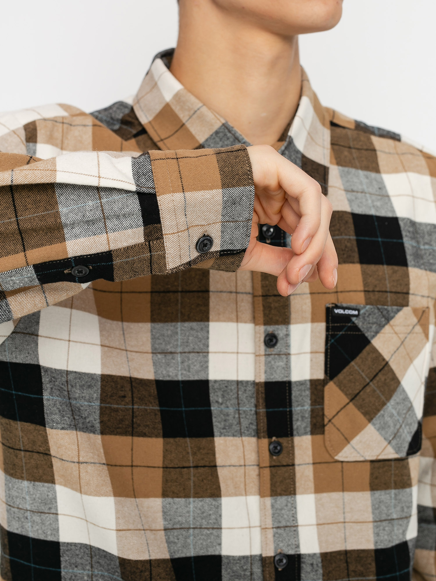 Košile Volcom Caden Plaid (primer white)