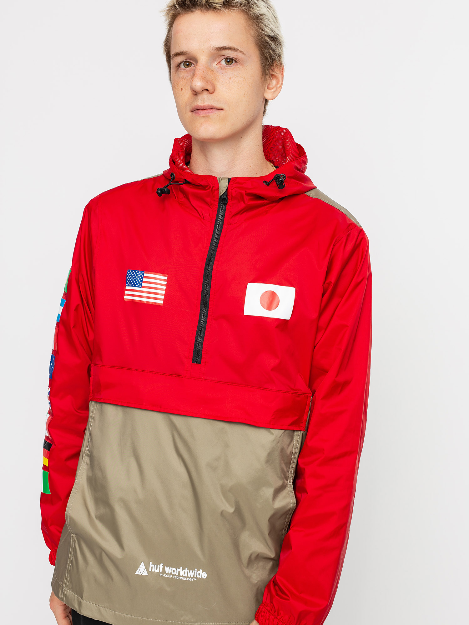 Bunda HUF Flags Anorak (cyber red)