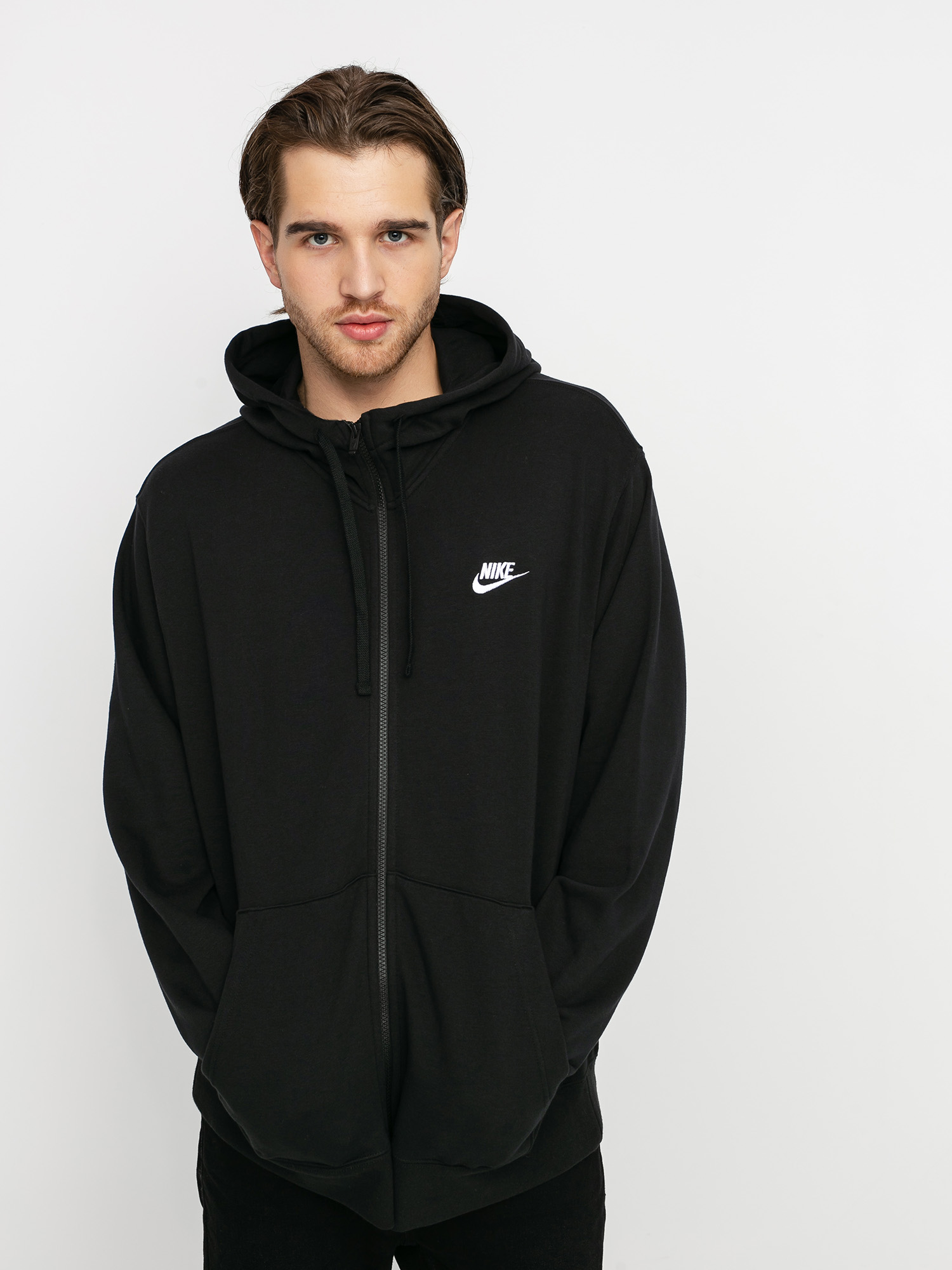 Mikina s kapucí Nike Sportswear Club FT ZHD (black/black/white)