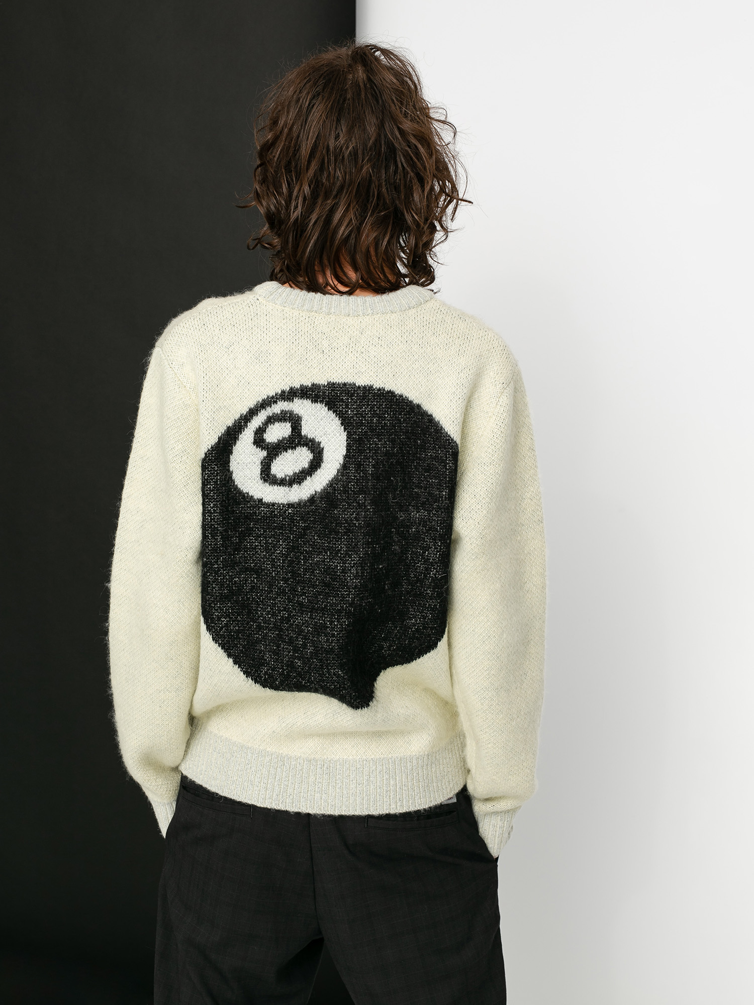 Svetr Stussy 8 Ball Heavy Brushed Mohair (cream)