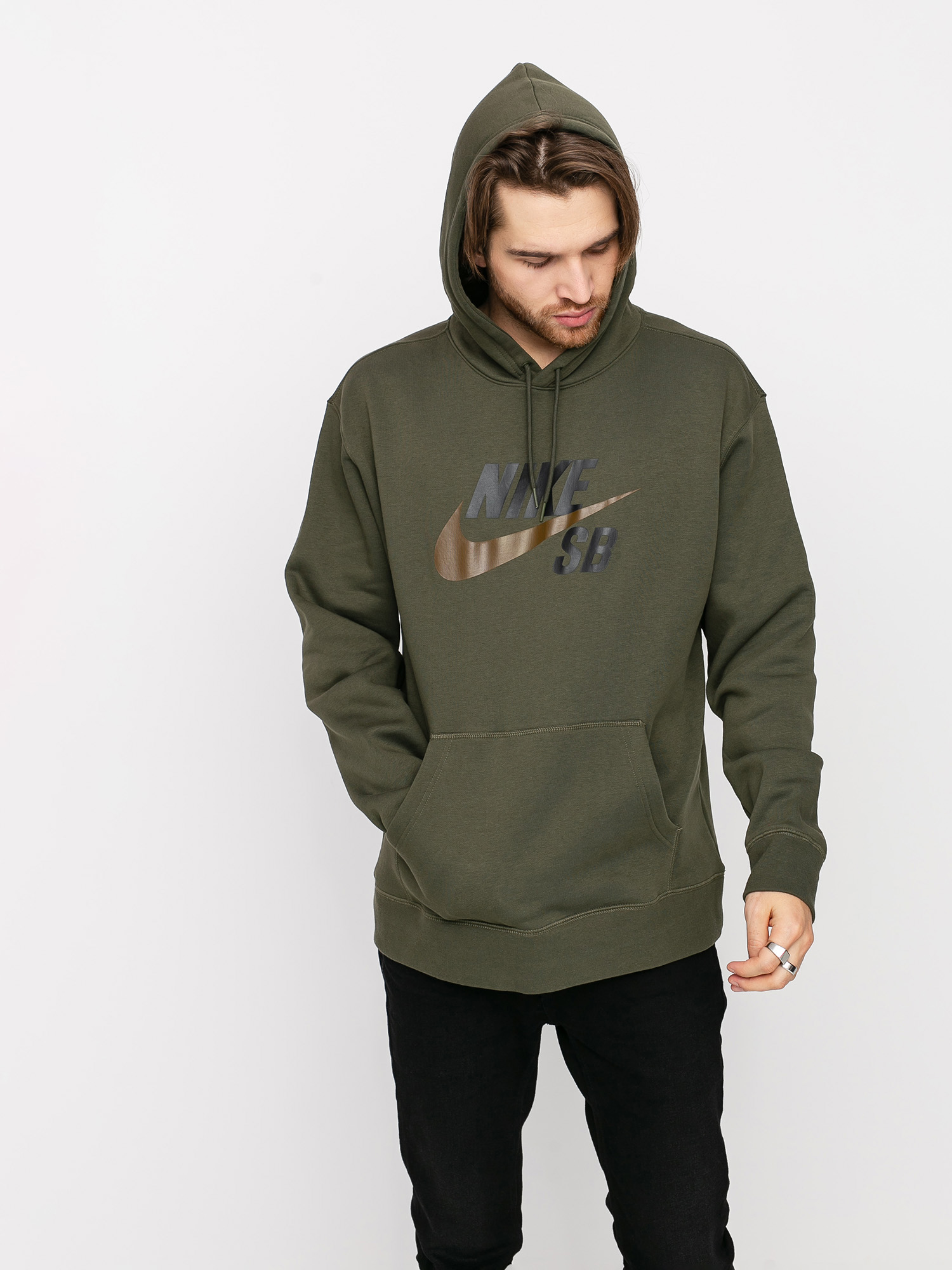 Mikina s kapucí Nike SB Icon HD (cargo khaki/yukon brown)