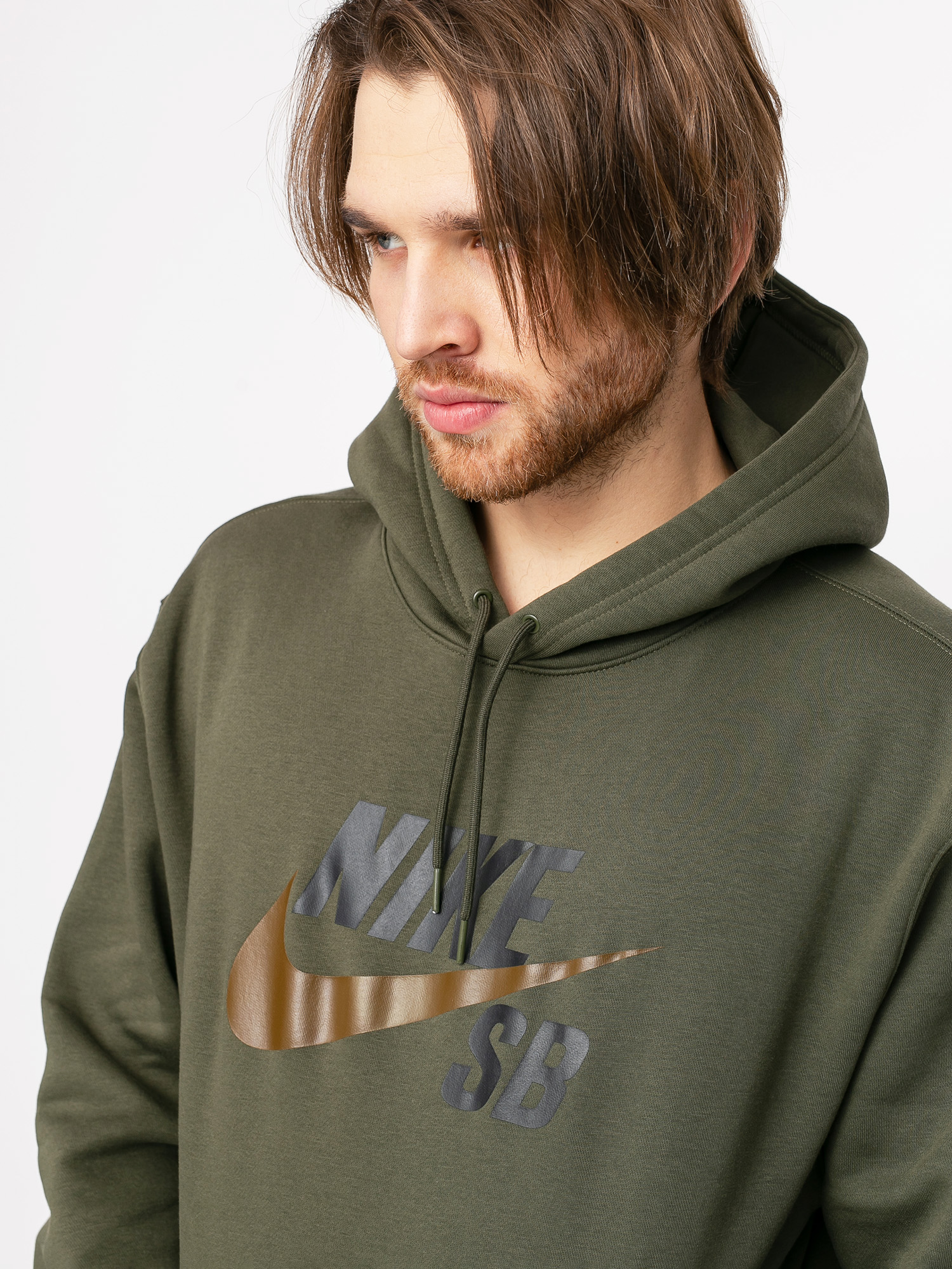 Mikina s kapucí Nike SB Icon HD (cargo khaki/yukon brown)