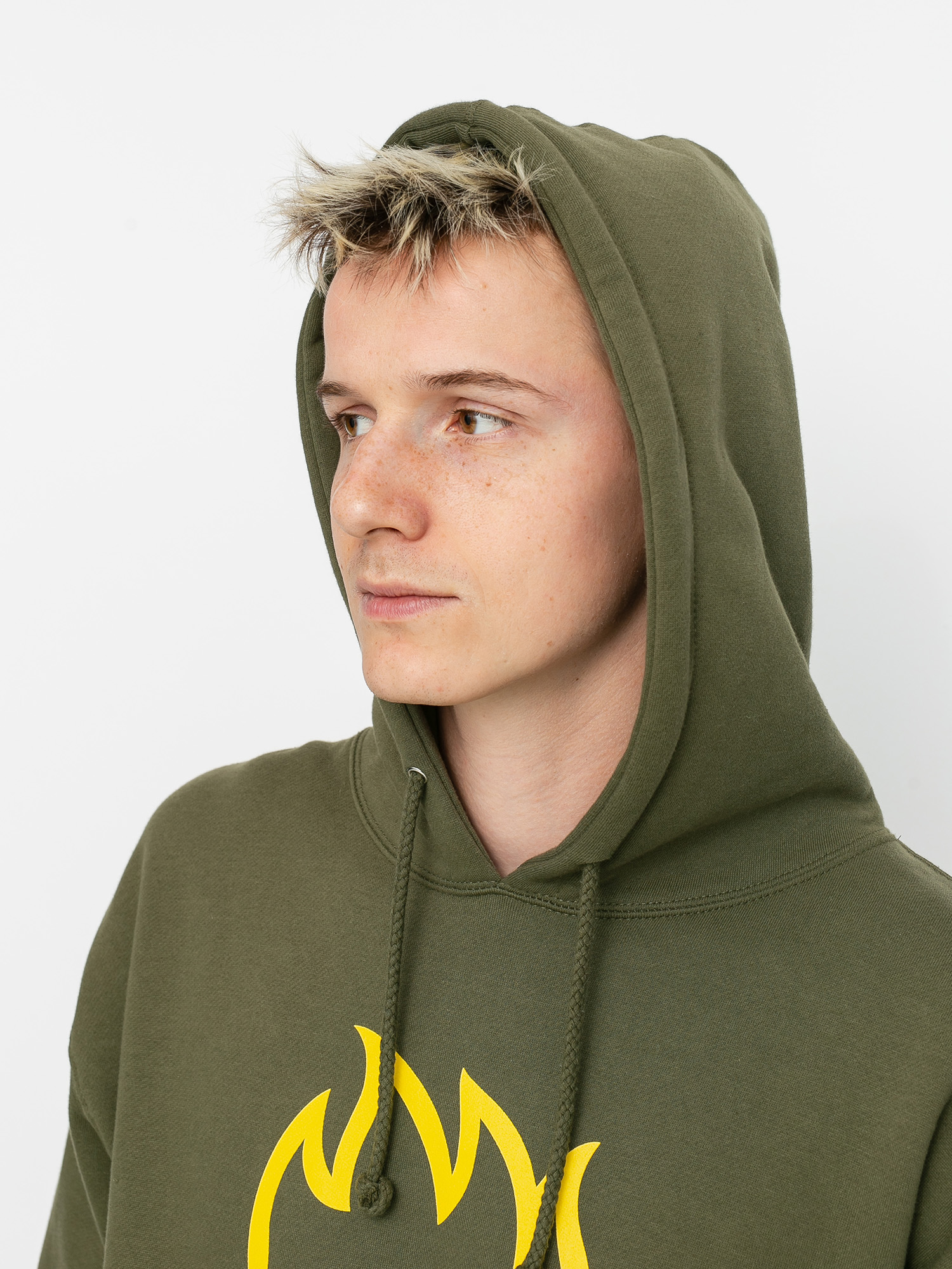 Mikina s kapucí Spitfire Bighead HD (army/yellow)