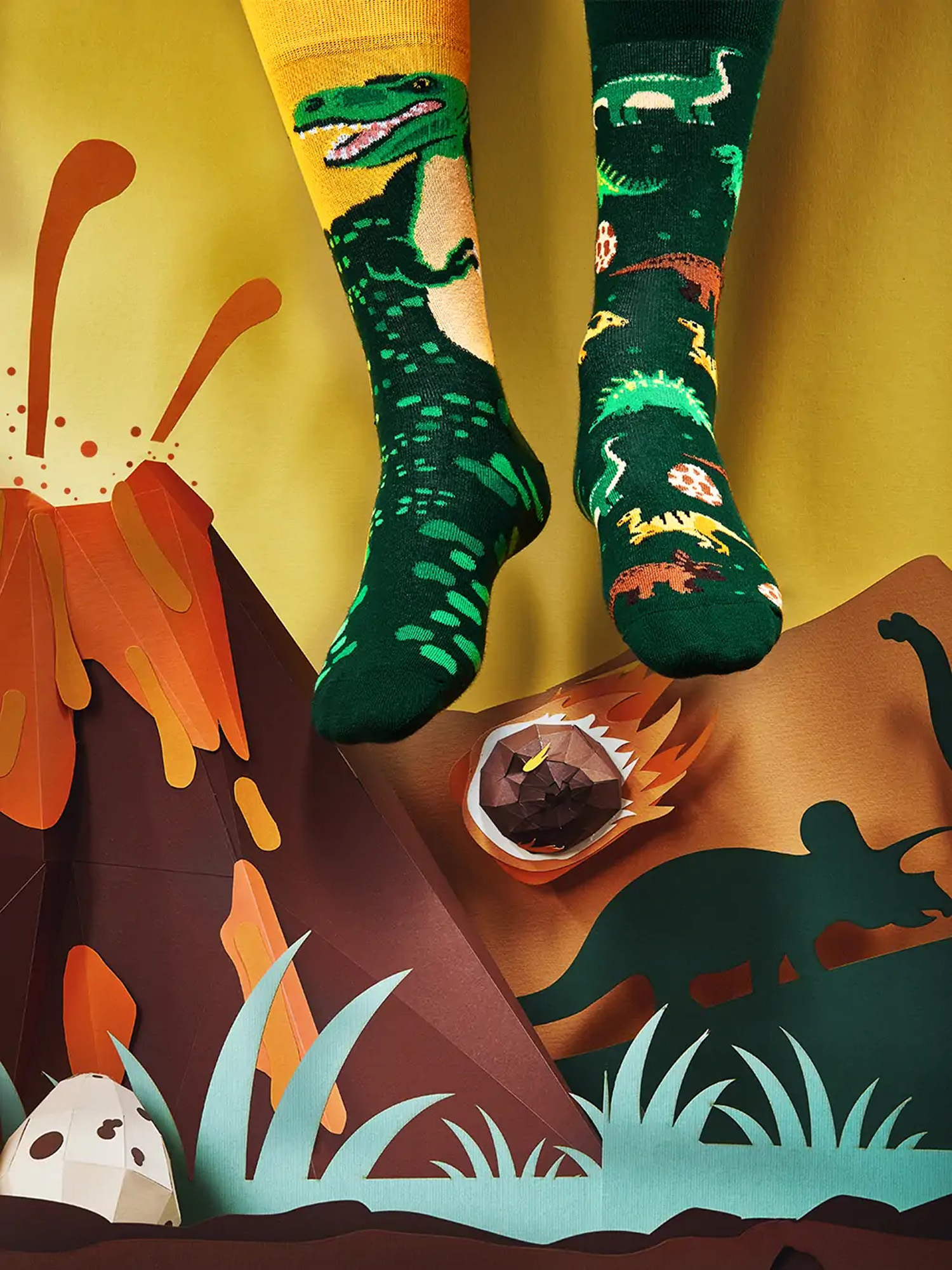 Ponožky Many Mornings The Dinosaurs (green/yellow)