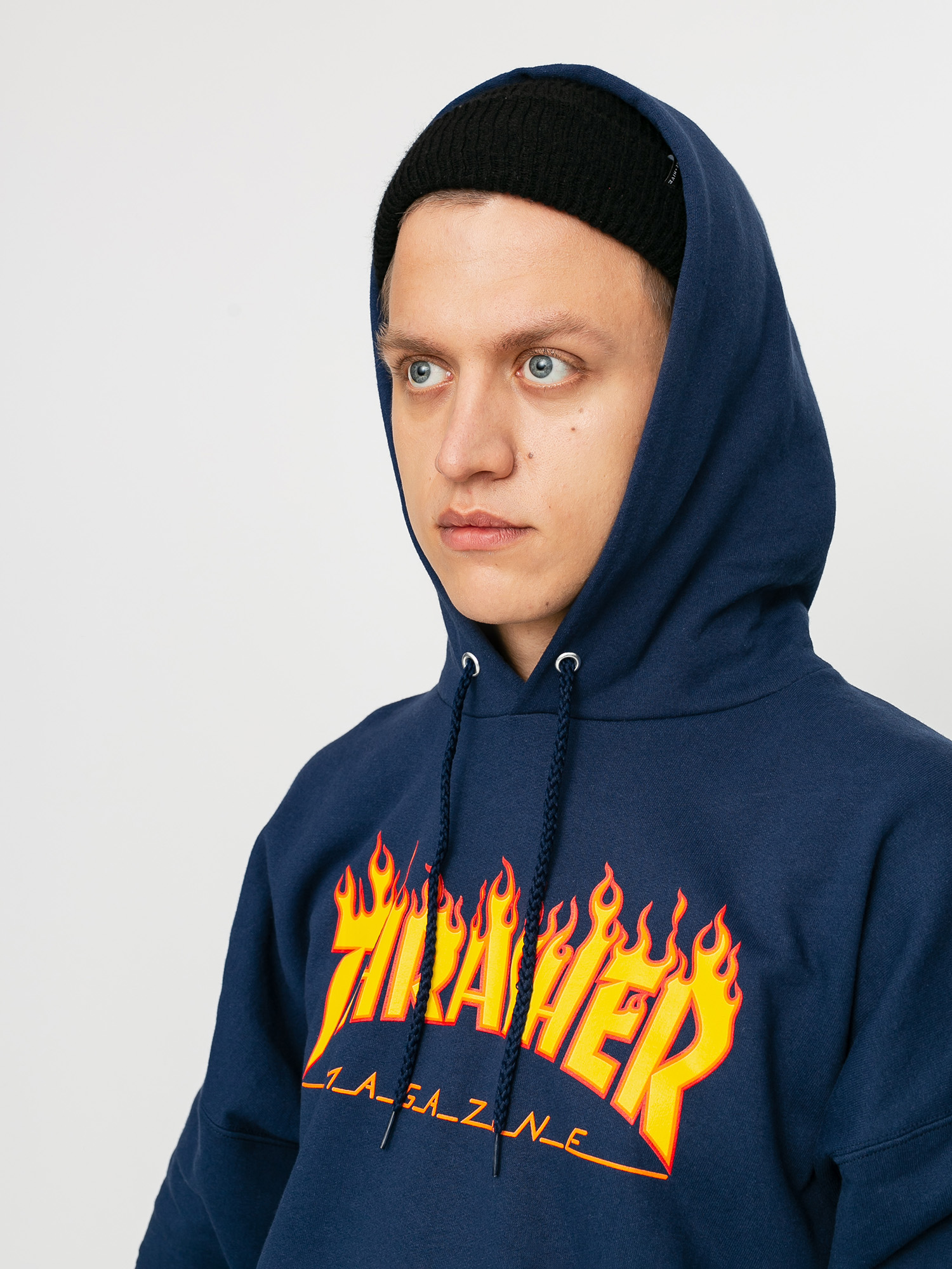 Thrasher Mikina s kapucí Flame HD (navy)