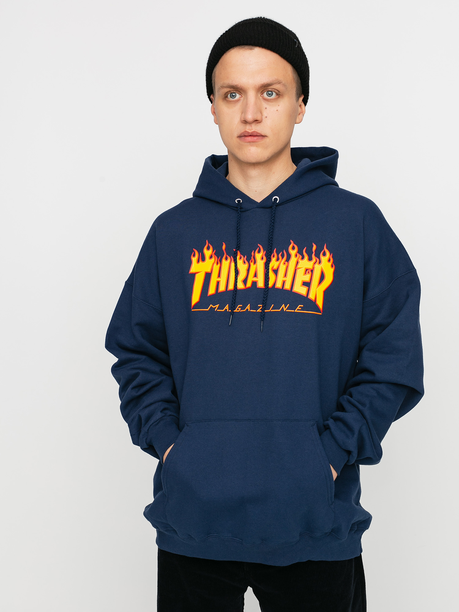 Thrasher Mikina s kapucí Flame HD (navy)