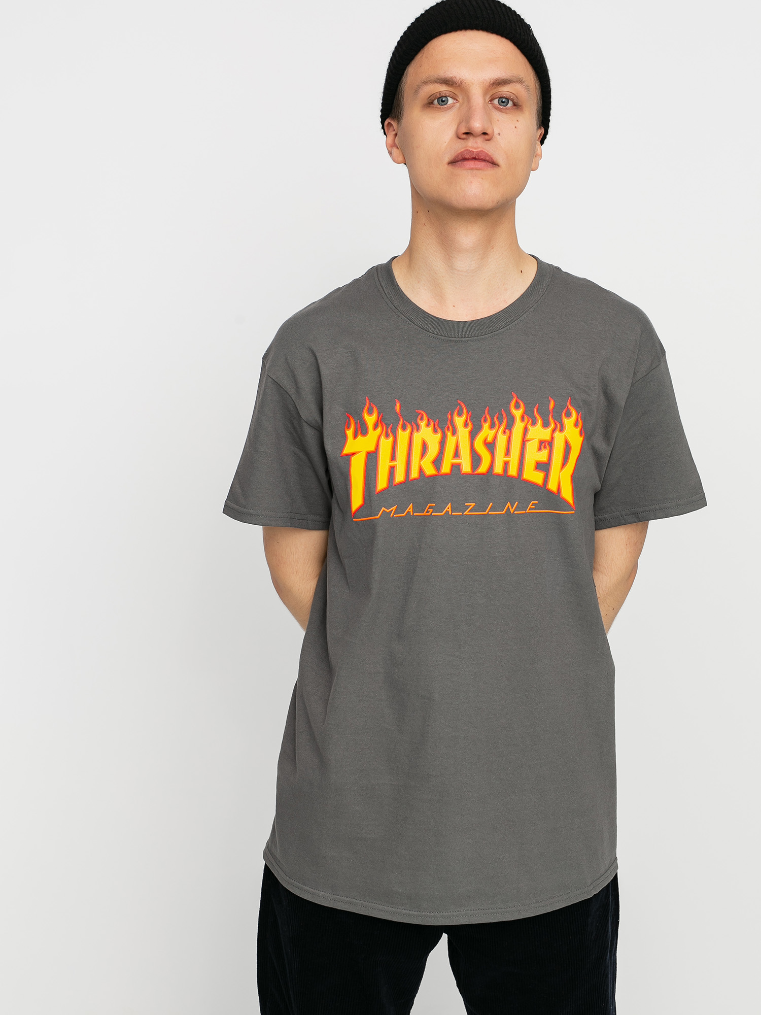 Tričko Thrasher Flame Logo (charcoal grey)