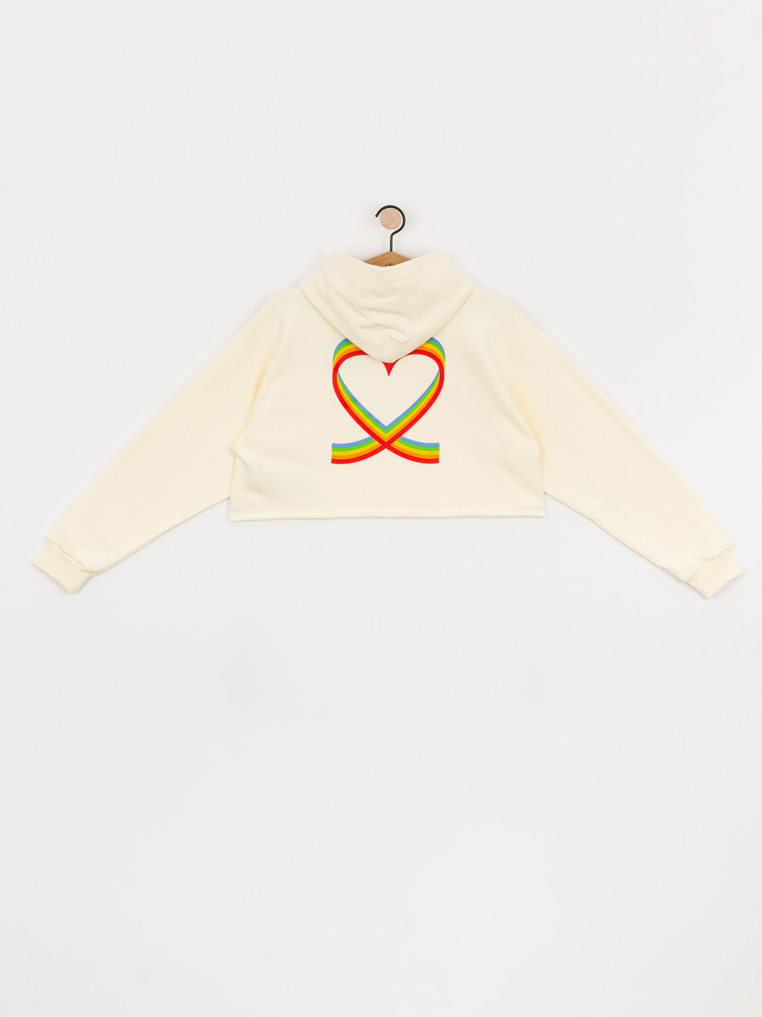 Mikina s kapucí Local Heroes X Polaroid Ribbon Heart Cropped HD Wmn (cream)
