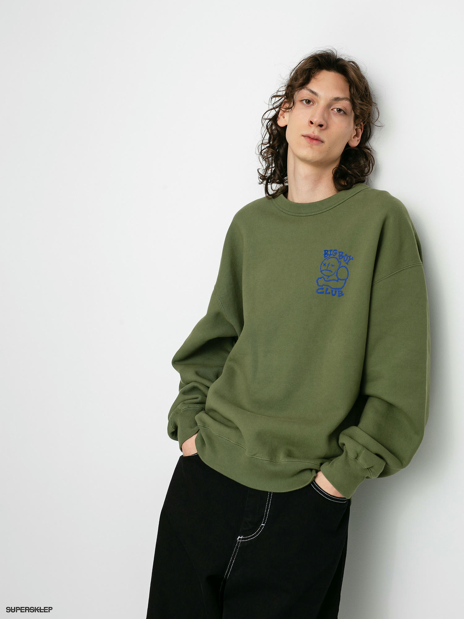 Mikina Polar Skate Big Boy Club Crew (army green)