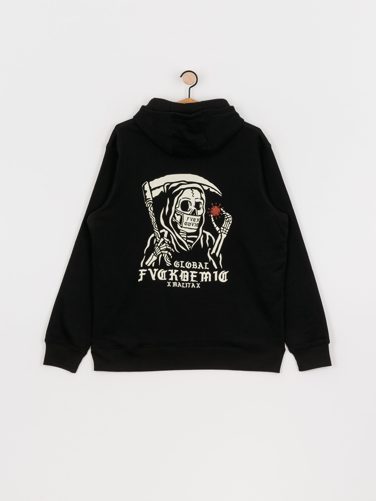 Mikina s kapucí Malita Fck Covid HD (black)