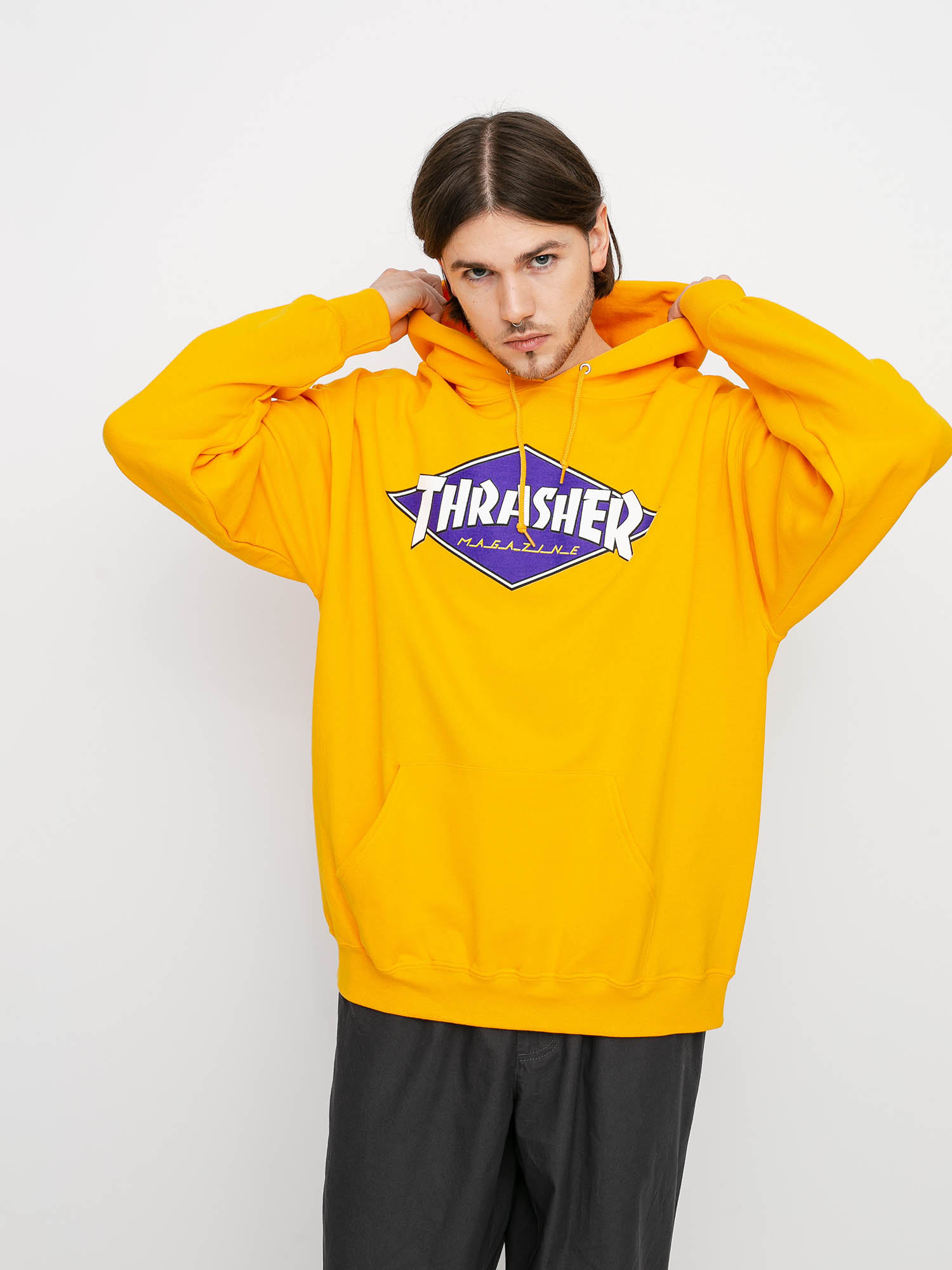 Mikina s kapucí Thrasher Diamond Logo HD (gold)