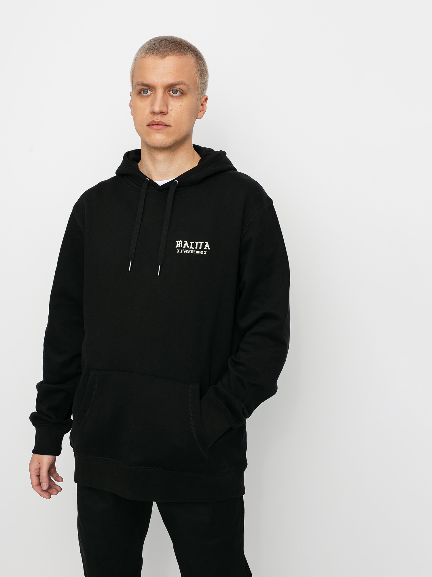 Mikina s kapucí Malita Fck Covid HD (black)