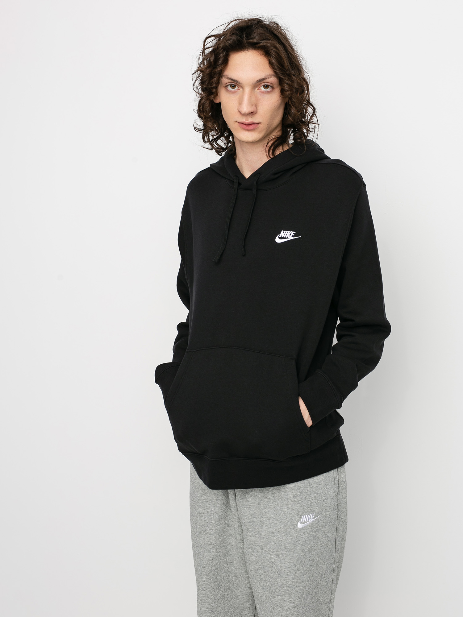 Mikina s kapucí Nike Club Hoodie Po Bb HD (black/black/white)