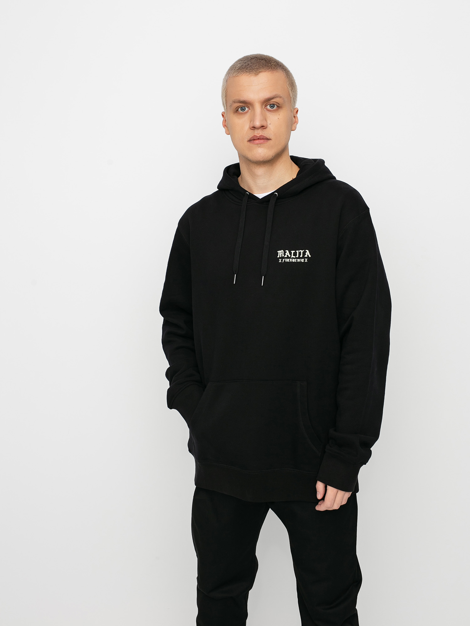 Mikina s kapucí Malita Fck Covid HD (black)