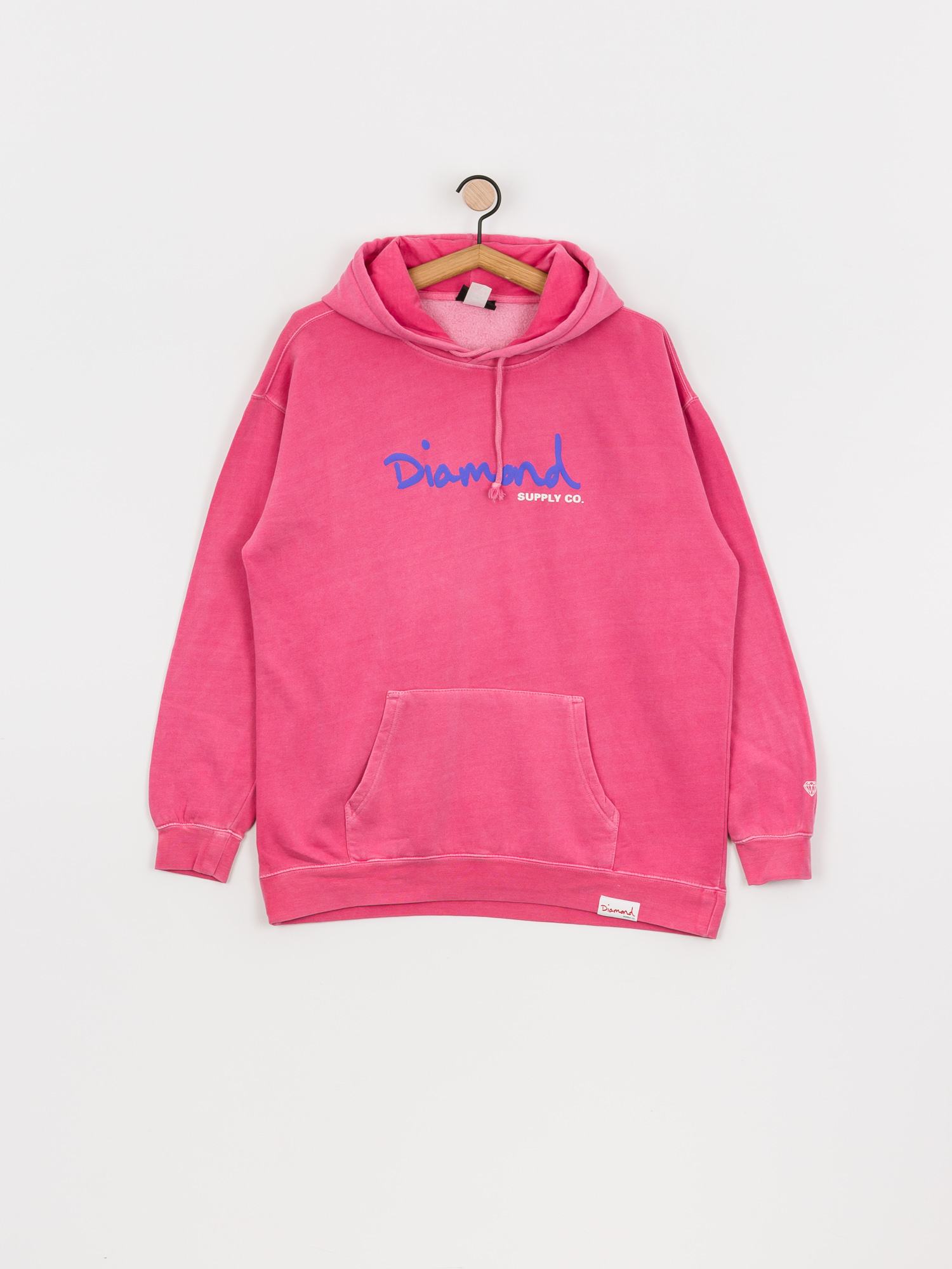 Mikina s kapucí Diamond Supply Co. Og Script Overdyed HD (pink)