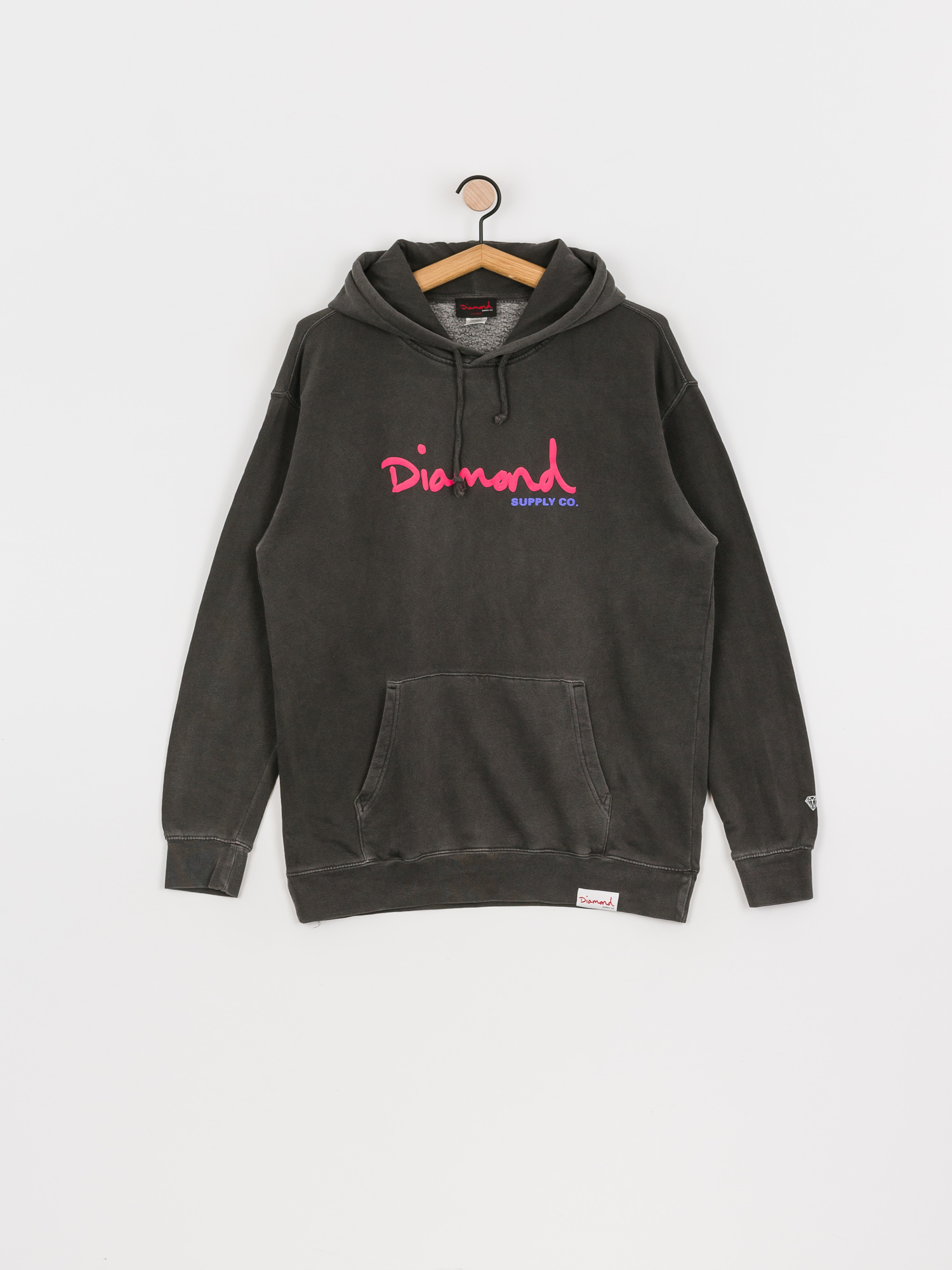 Mikina s kapucí Diamond Supply Co. Og Script Overdyed HD (black)