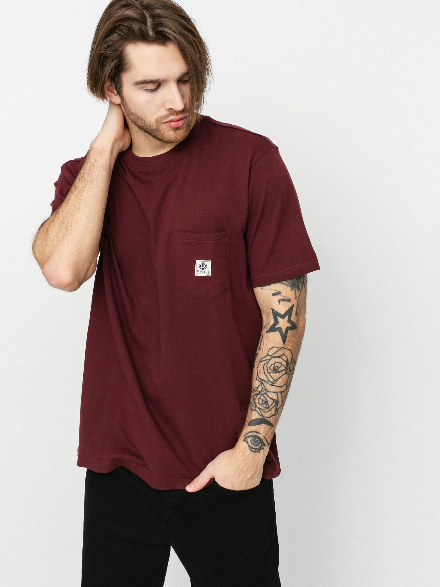Tričko Element Basic Pocket Label (vintage red)