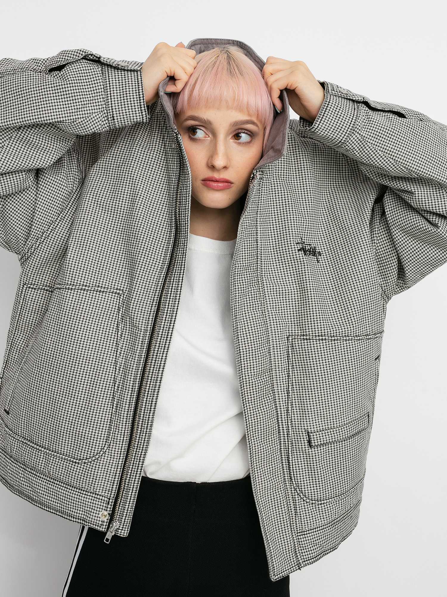 Stussy drizzler ぬるい plaid bomber