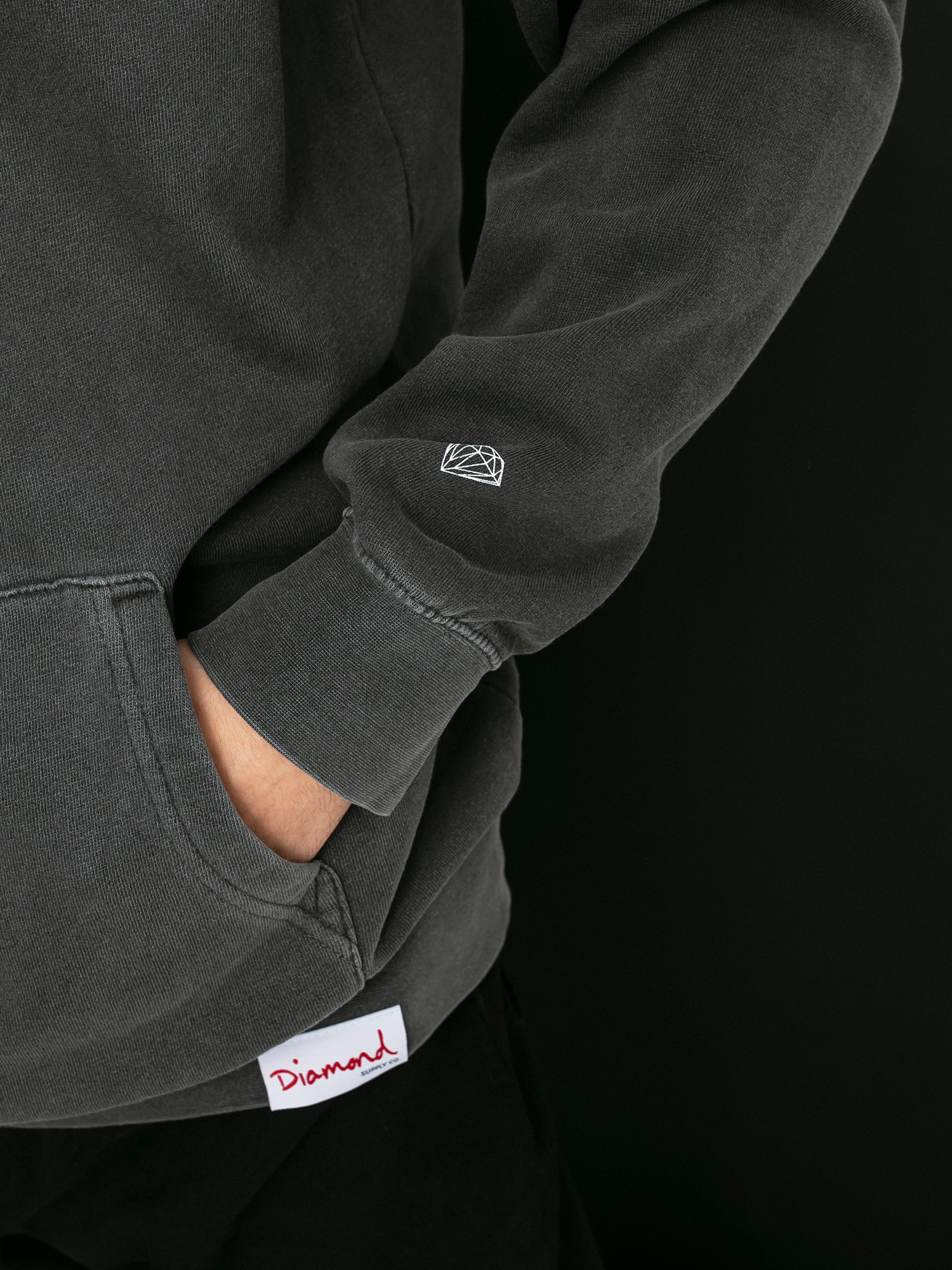 Mikina s kapucí Diamond Supply Co. Og Script Overdyed HD (black)