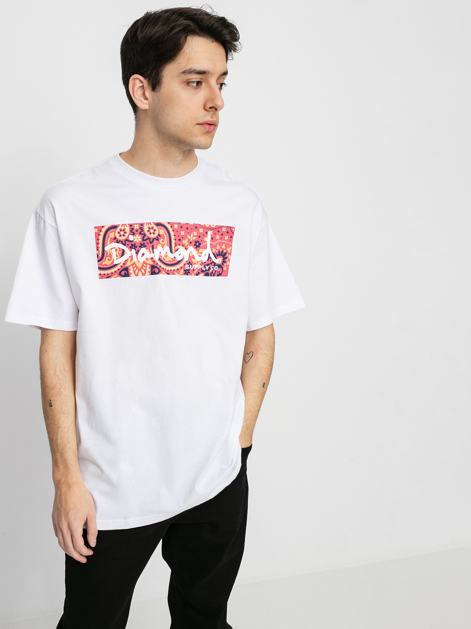 Tričko Diamond Supply Co. Paisley Box Logo (white)